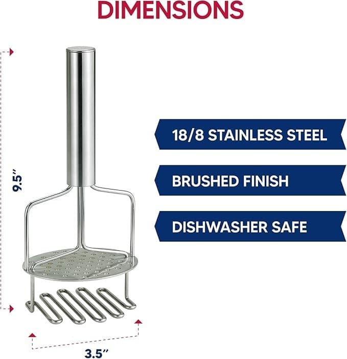 The World’s Greatest Dual Action Potato Masher and Ricer 18/8 Stainless Steel 6