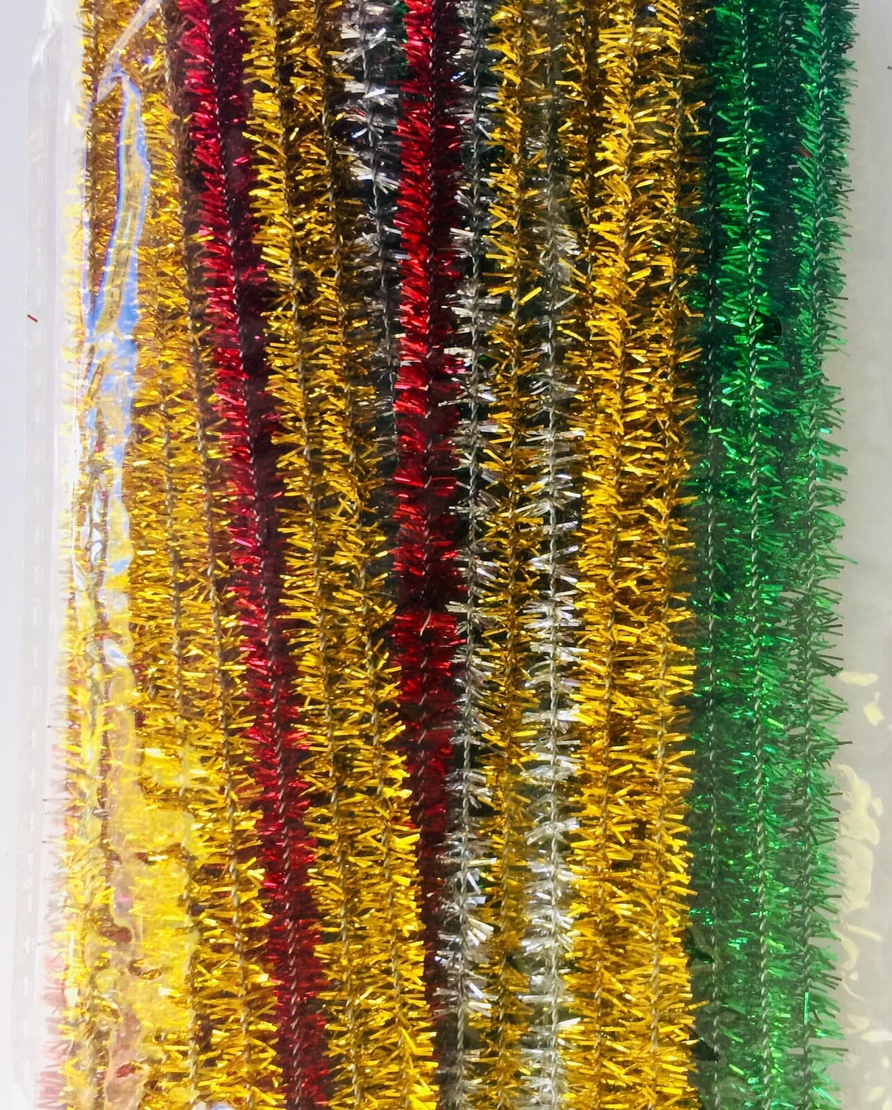 45 Chenille Tinsel Stems Pipe Cleaner 12” Craft Silver Gold Red Green Mix CHOOSE 2