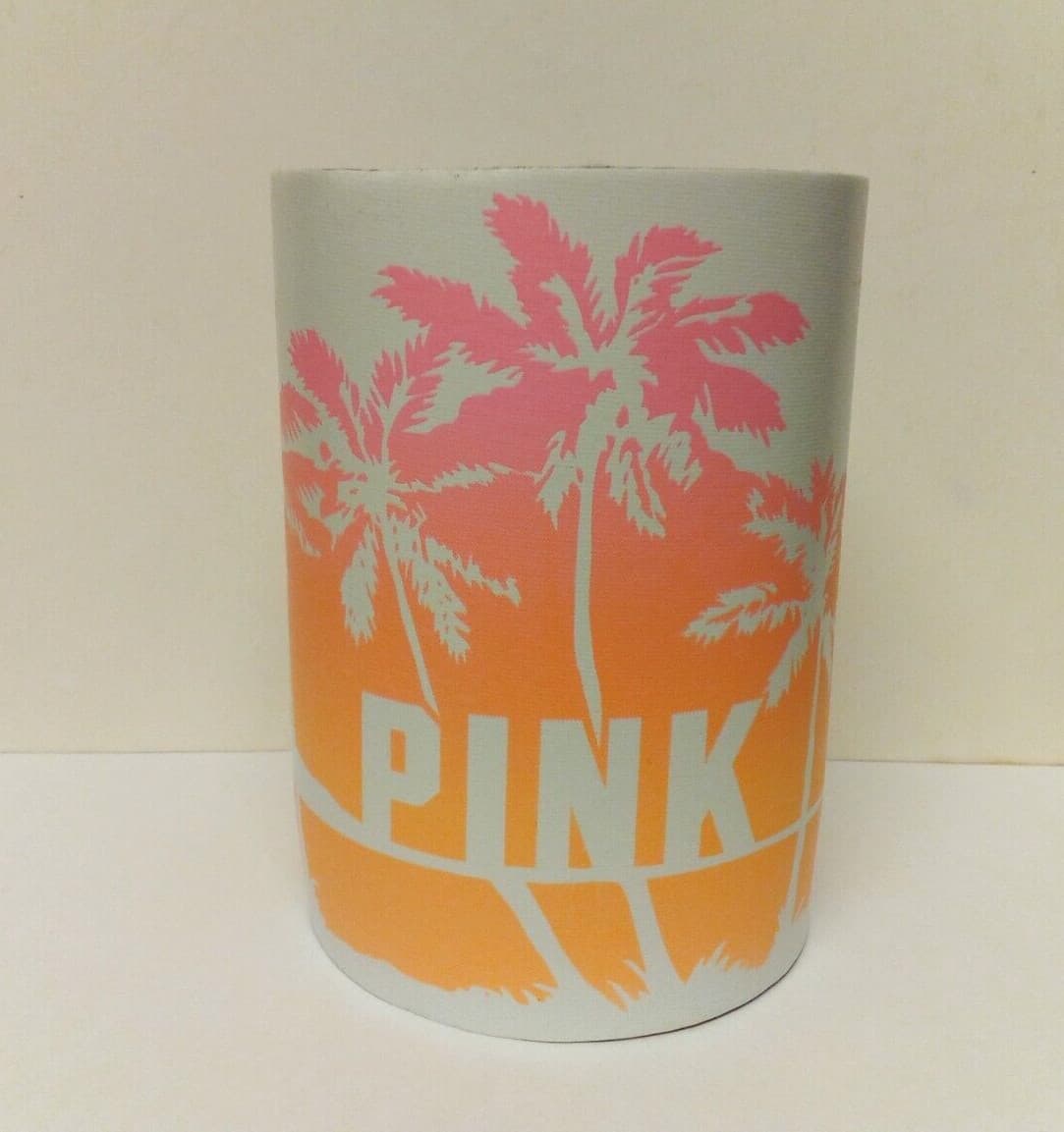 Victoria's Secret PINK Logo Palm Tree Orange Koozie Drink Holder