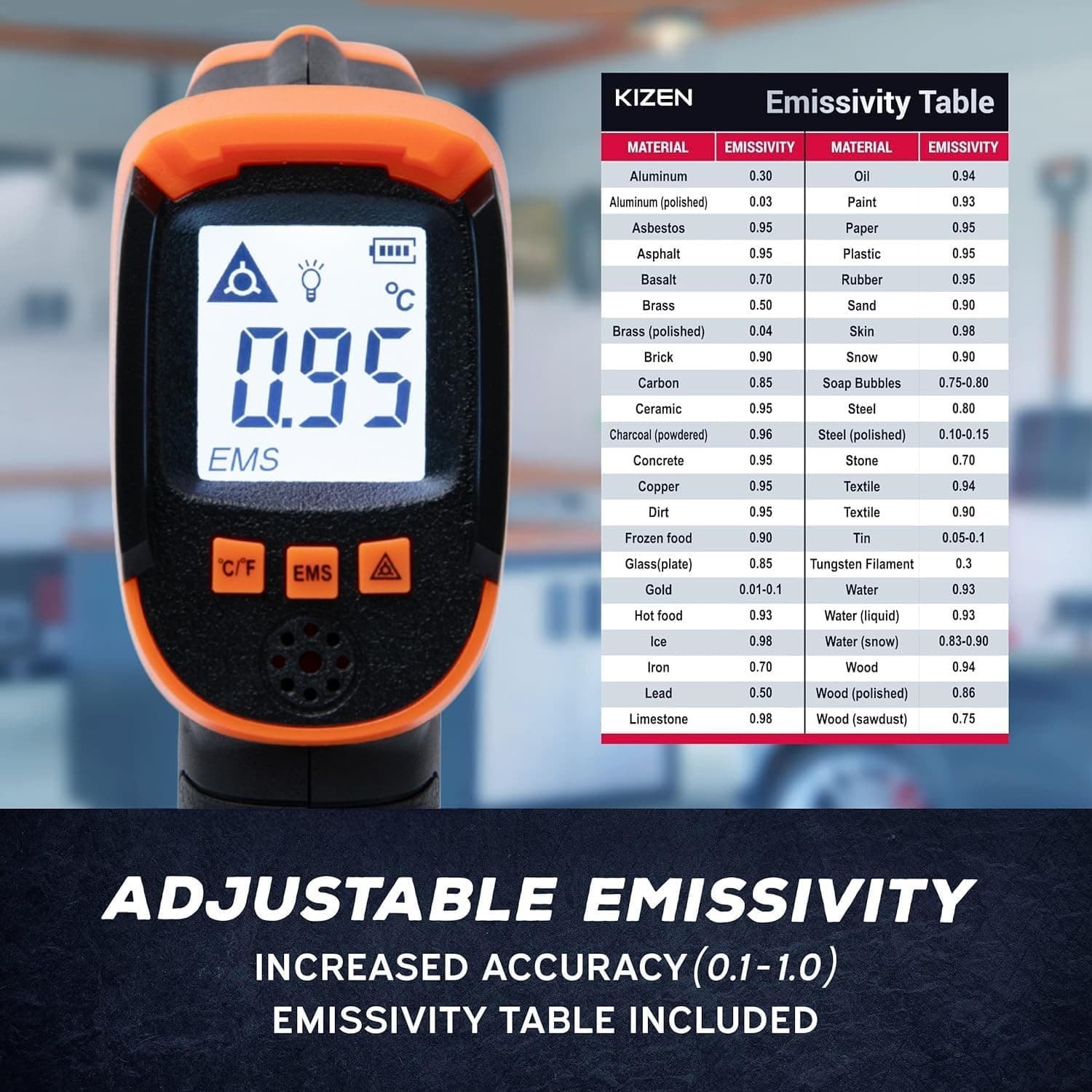 KIZEN Infrared Thermometer LaserPro LP300 Handheld Temperature Gun Orange 5