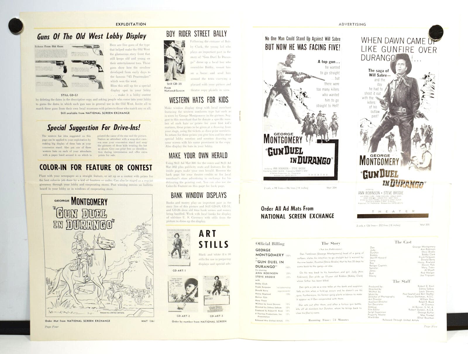 1957 GUN DUEL IN DURANGO Pressbook George Montgomery Western 3
