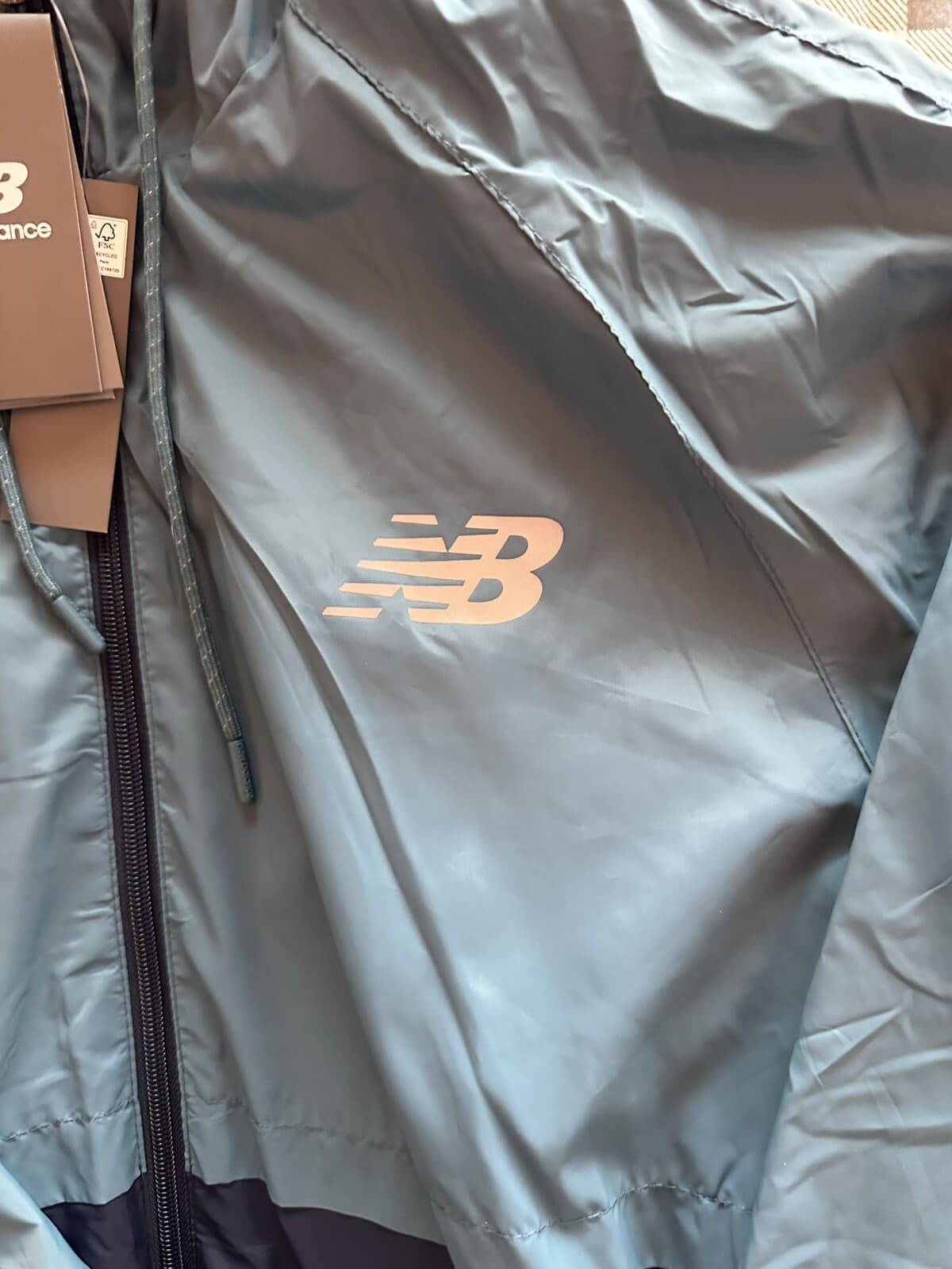 NWT New Balance Wind Resistant Fleece-lined Jacket Windbreaker Blue Men’s Large 4