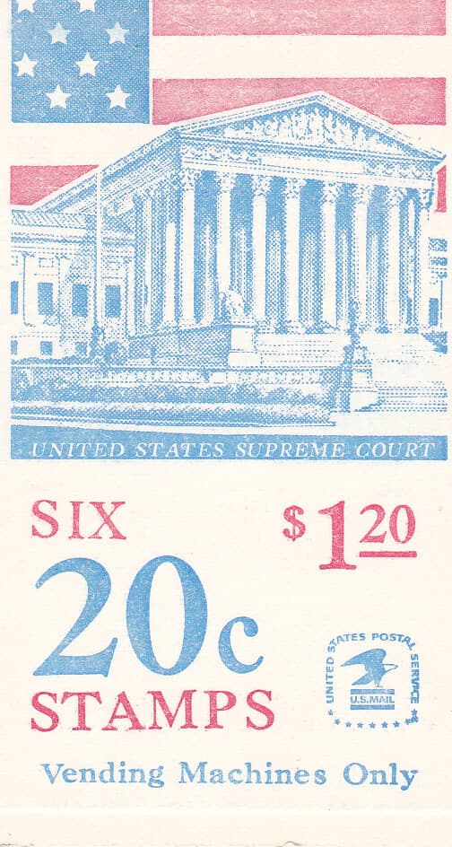 U.S. BOOKLET OF 6 SCOTT #BK139 1982 20ct FLAG OVER SUPREME COURT OPEN 
