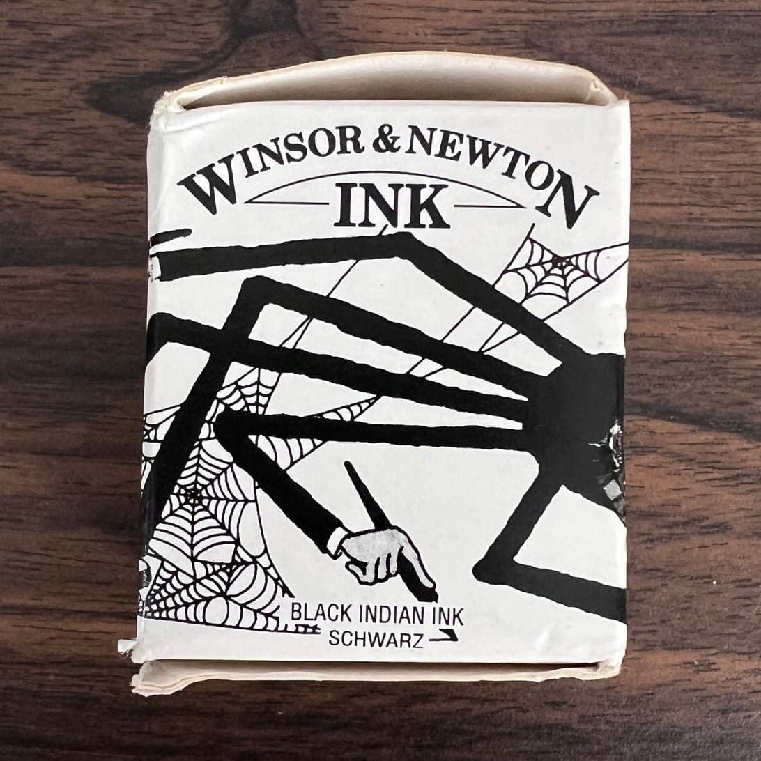 Vintage Winsor & Newton 951 Black Indian Ink Spider Goth Art Calligraphy Bottle 3