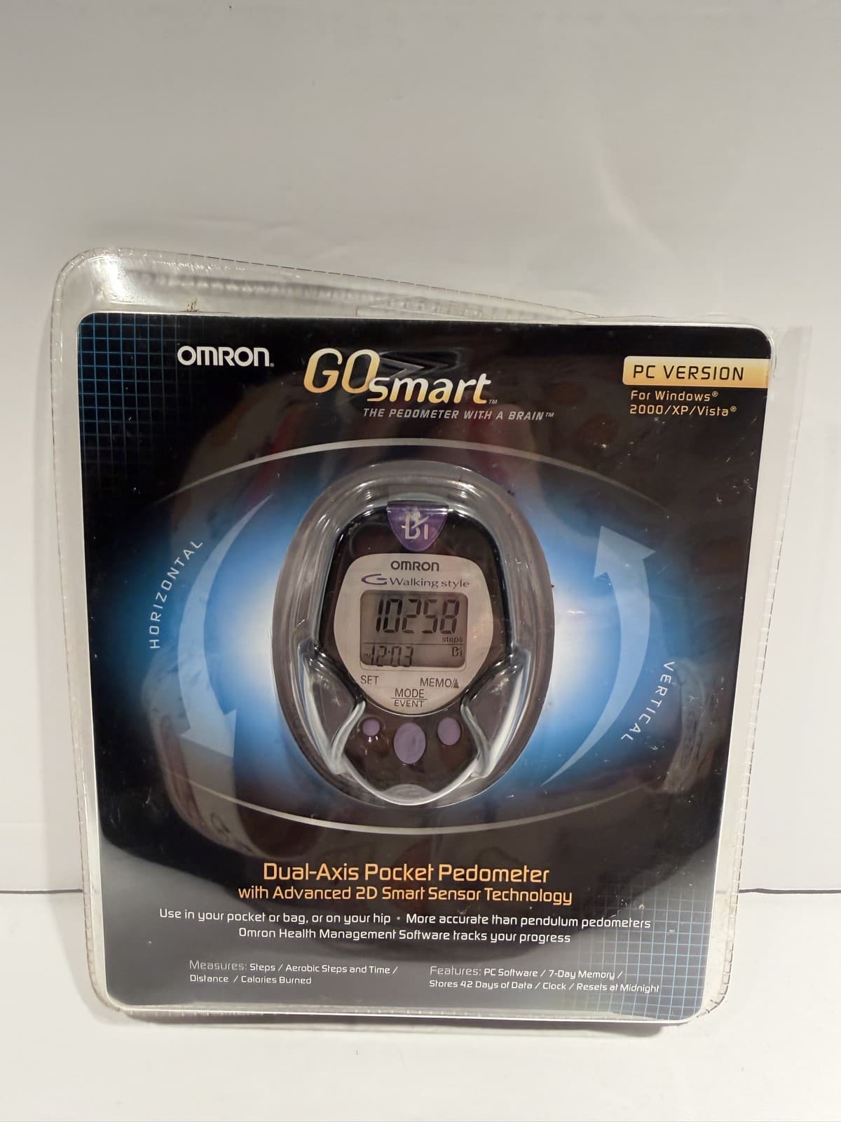 Omron GO smart Dual-Axis Pocket Pedometer w/ Advanced 2D Sensor Tech. PC Version 3