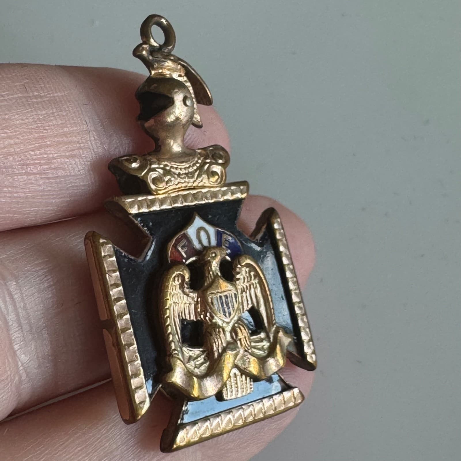 Vintage FOE Fraternal Order Of Eagles Emblem Fob Gold Filled 4