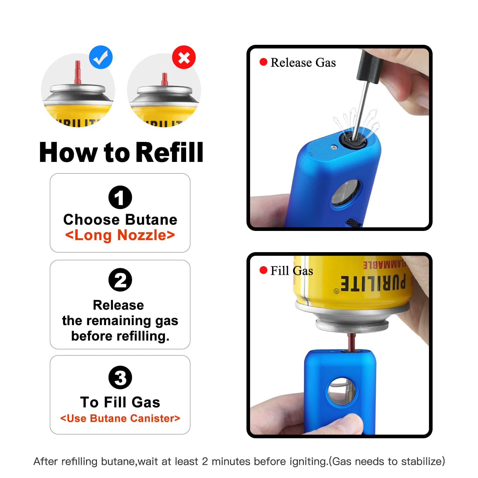 2 Pack Torch Lighter Triple Jet Flame Butane Refillable Torch Lighters with Box 6