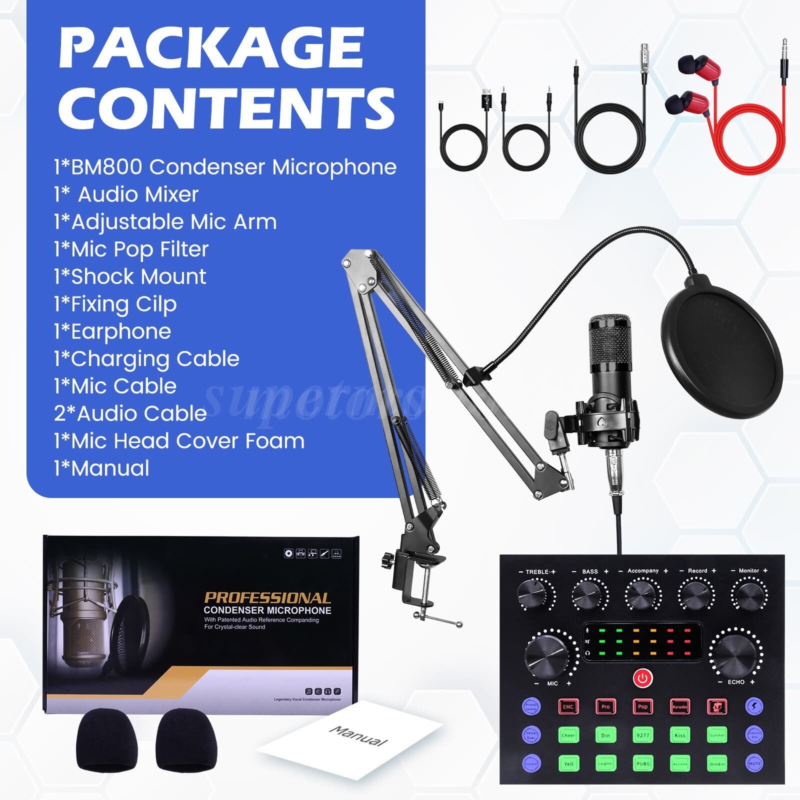 Complete Home Studio Recording Kit Mixer Condenser Microphone For Music Podcast 2