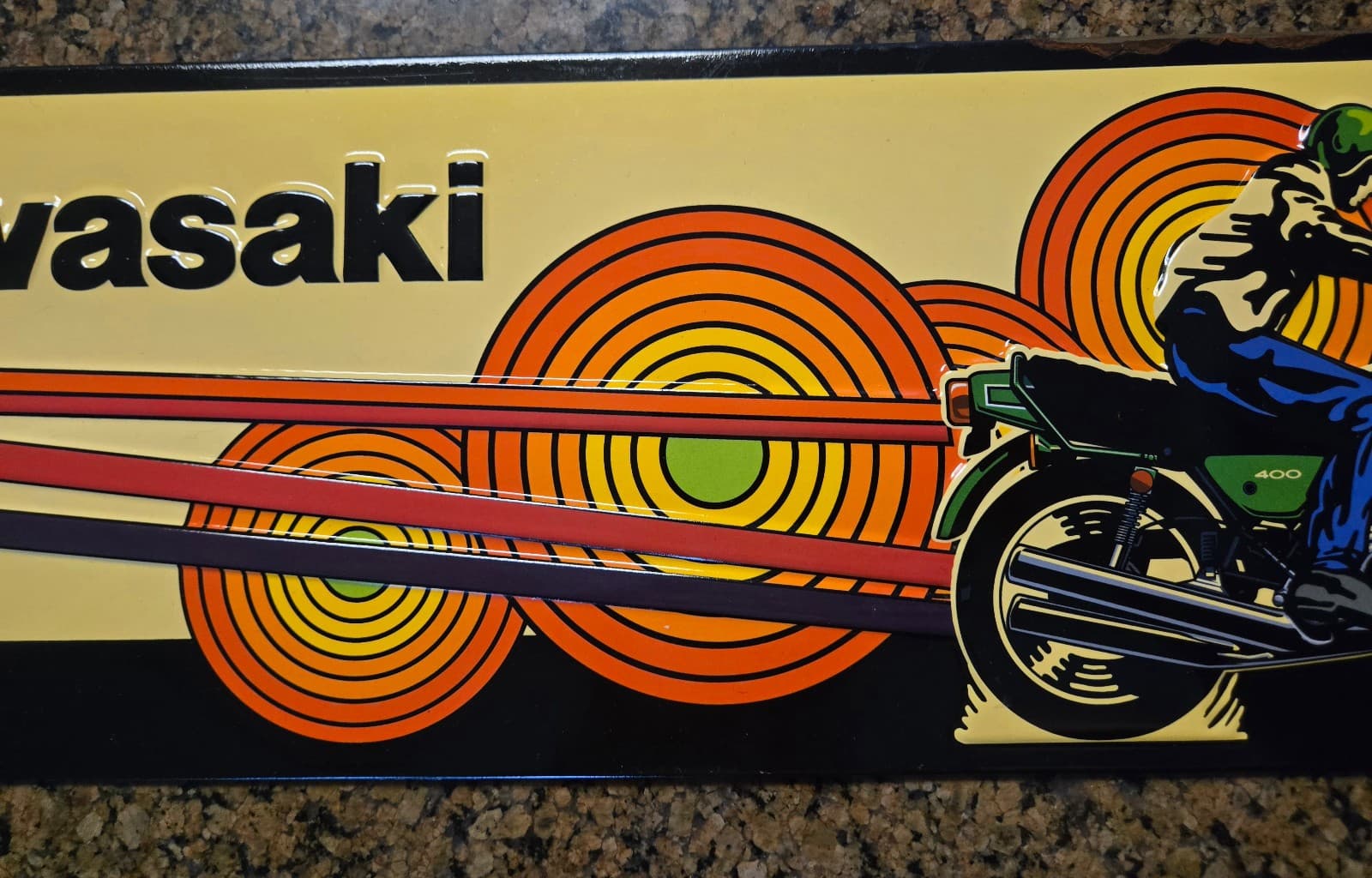 7.5" x 24" KAWASAKI Motorcycle Motorbike Metal Tin EMBOSSED SIGN, BRAND NEW 3