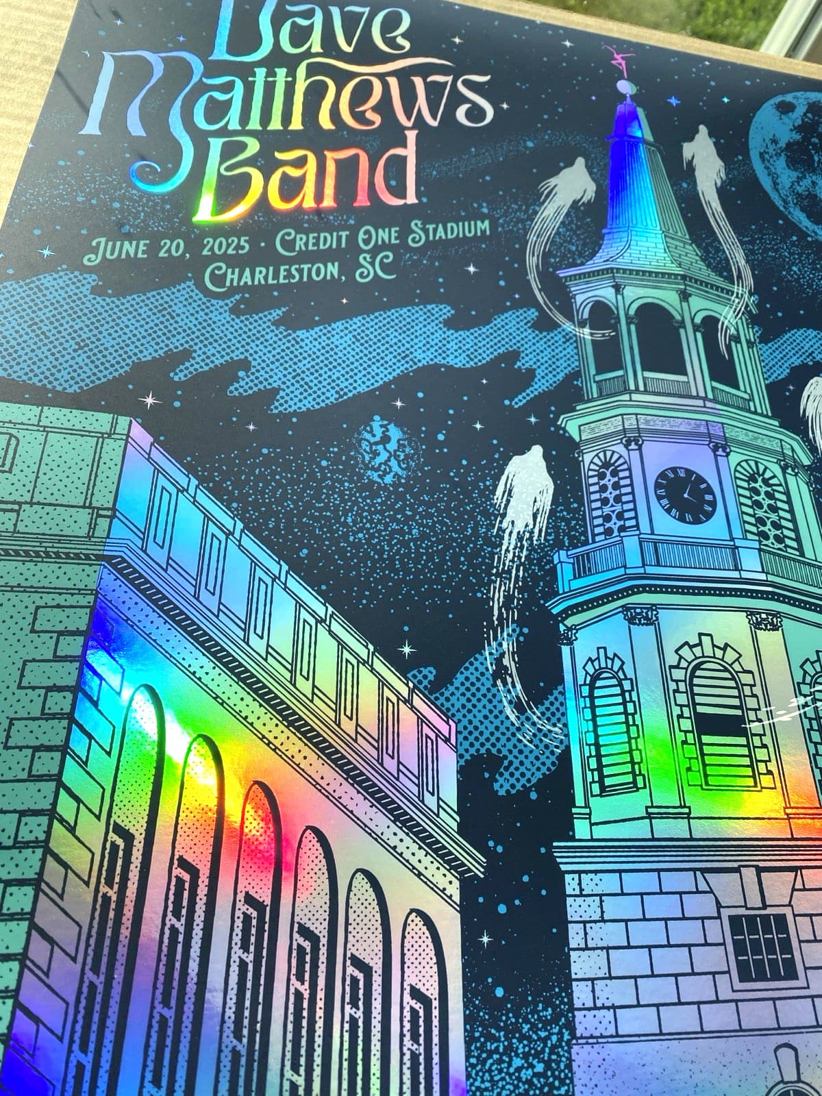 Dave Matthews Band RAINBOW FOIL AP POSTER Charleston SC July 20 2025 S/N #/45 2