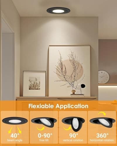 3 inch Recessed Lights, 7W Canless Gimbal Soffit 3 inch - 6 pack Black 3