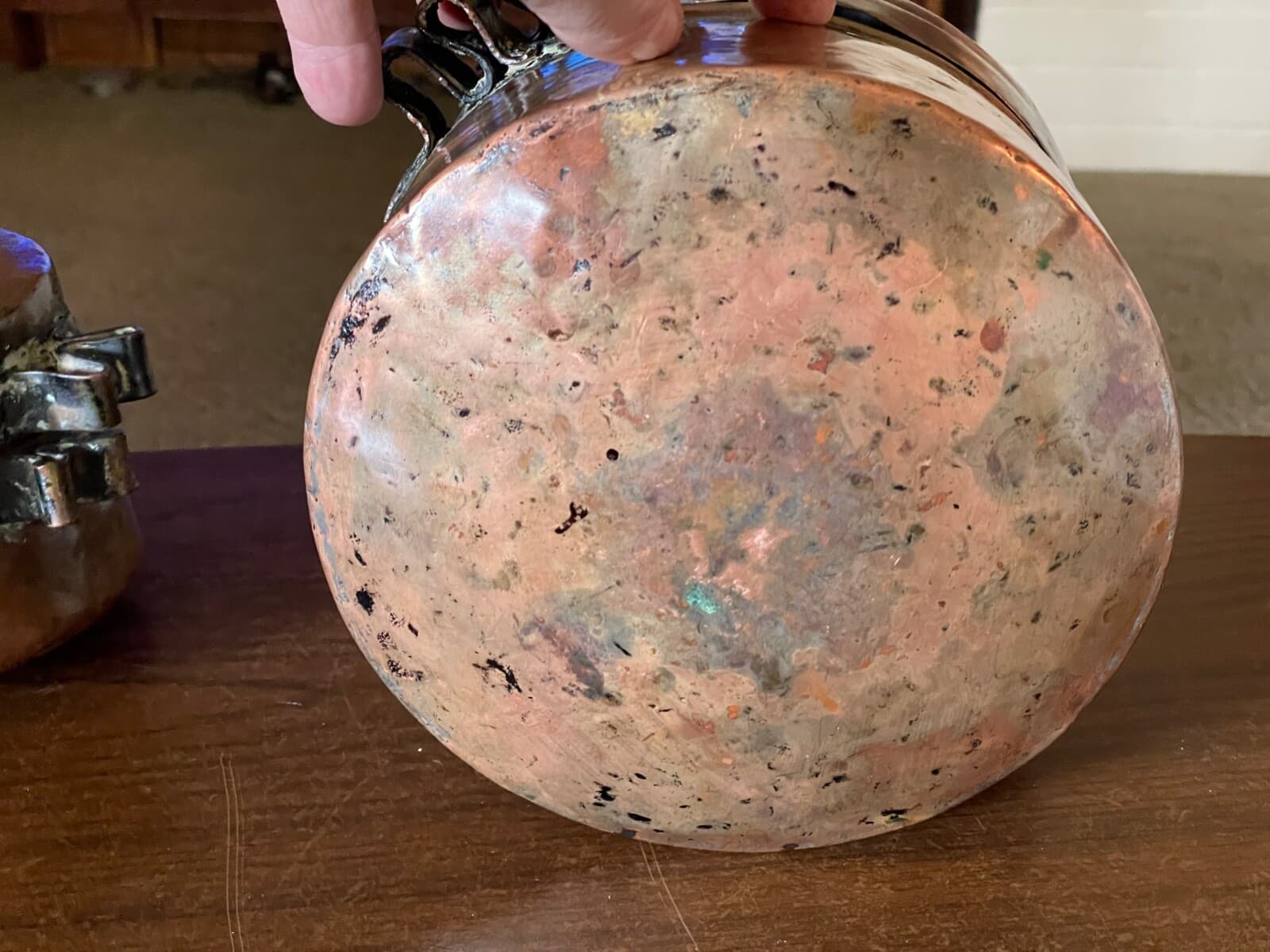 Antique Copper Pots W/lids, Primitive, 19th Century, Tinned Copper Pots (Pair) 5