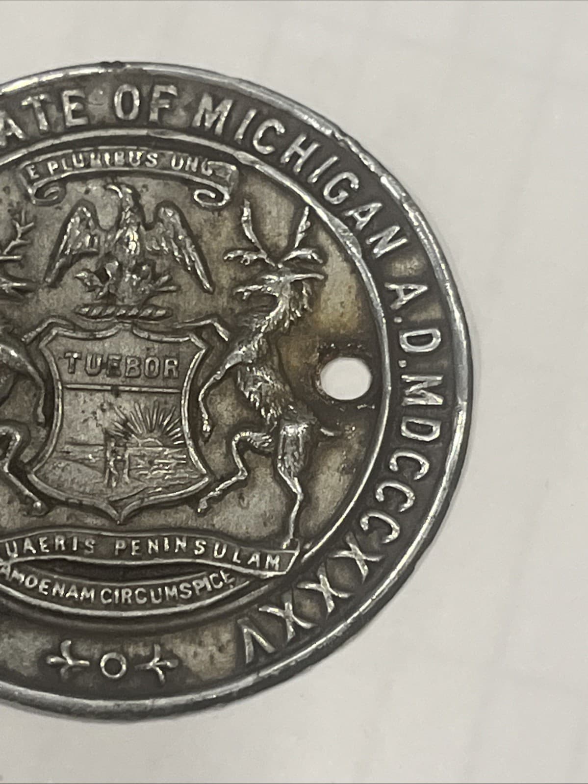 Rare Michigan License Plate Seal Tag Vintage Auto (905) 6