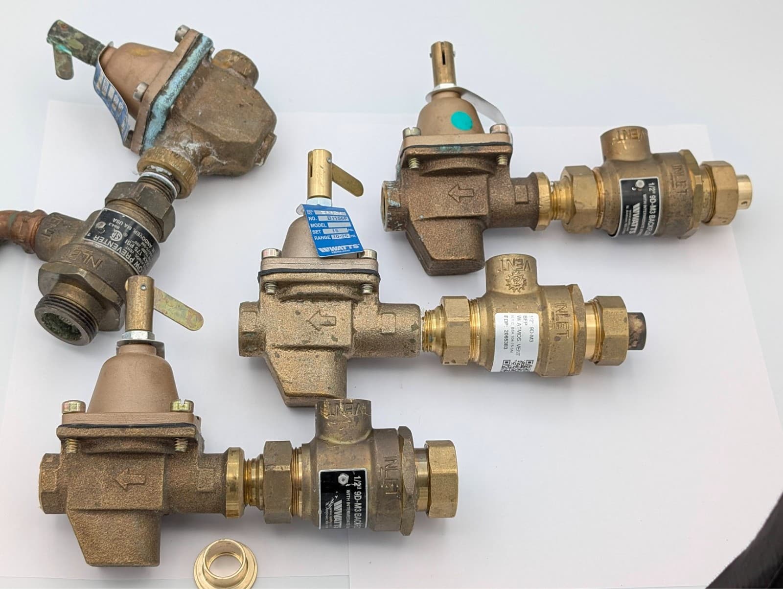 4X DEFECTIVE FOR PARTS! WATTS 1/2" B911S-M3 COMBO FILL VALVE BACKFLOW PREVENTER 2