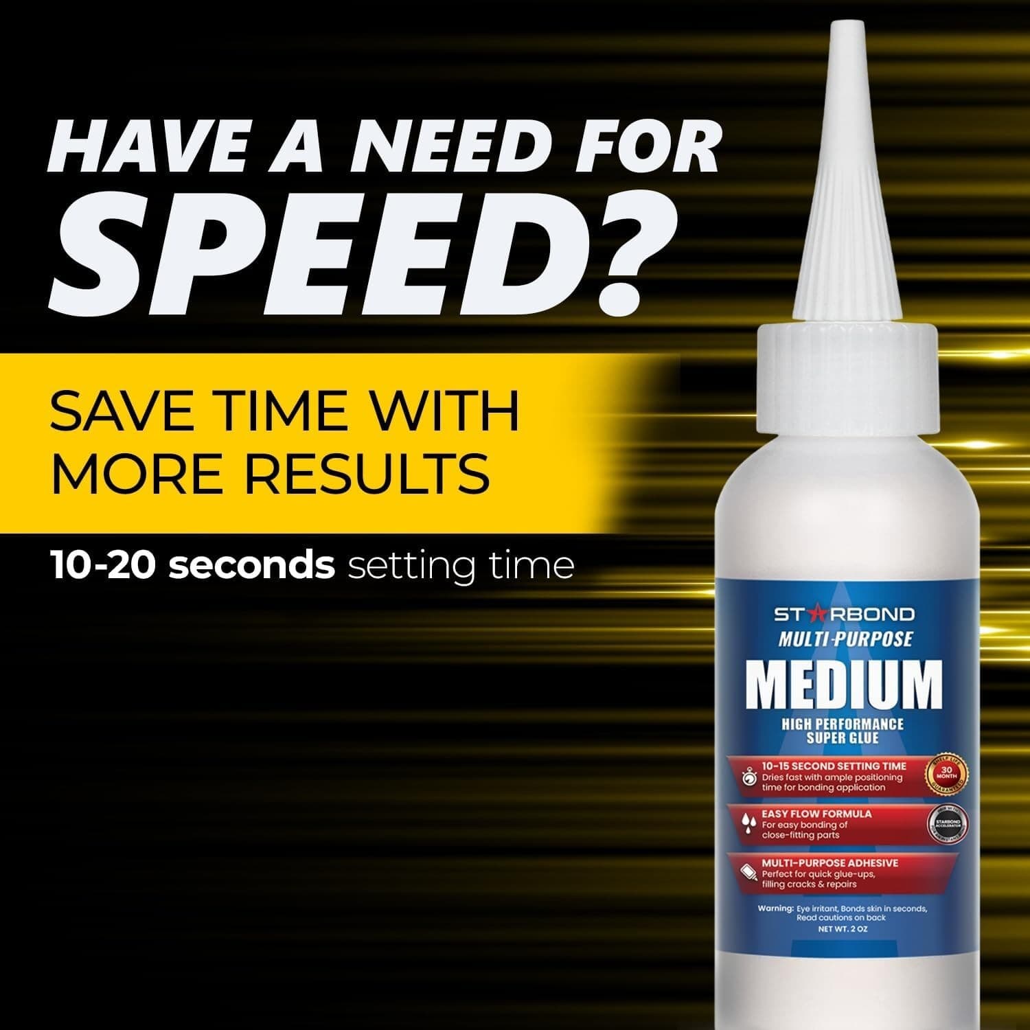 Starbond 2 oz. Multi-Purpose Medium - Super Glue (Premium Cyanoacrylate CA Glue) 3