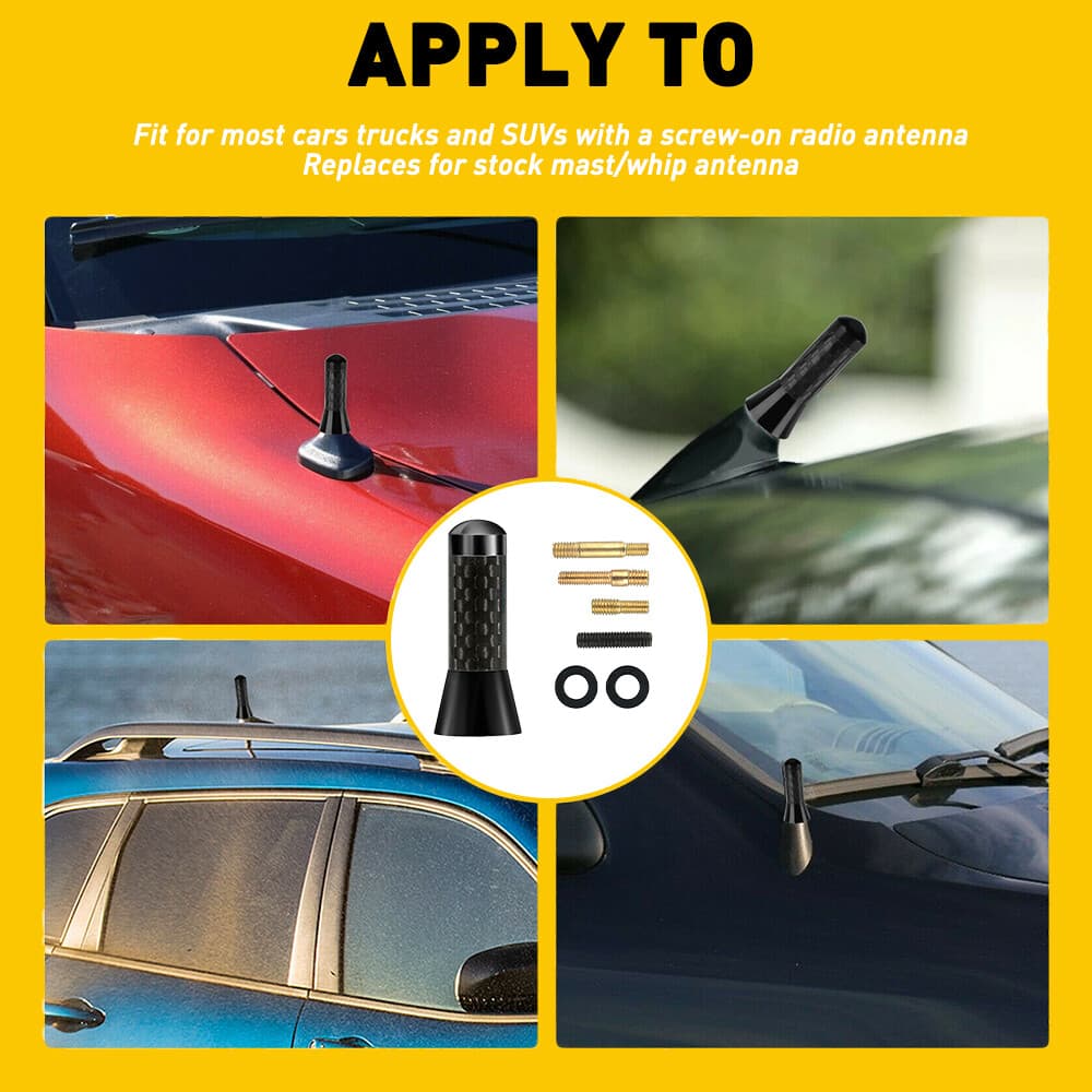 Carbon Fiber Car Radio Stereo Antenna Stealth FM AM Short For Truck Motorcycle 3