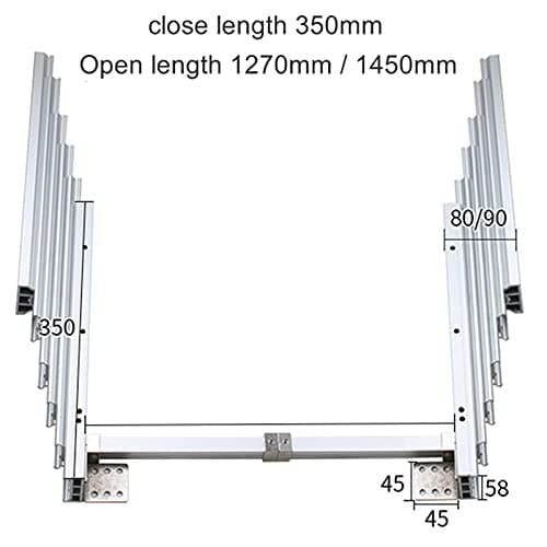 Full Extension Table Slide, Aluminum Telescopic Cabinet Table Guide Rail 1270mm 4