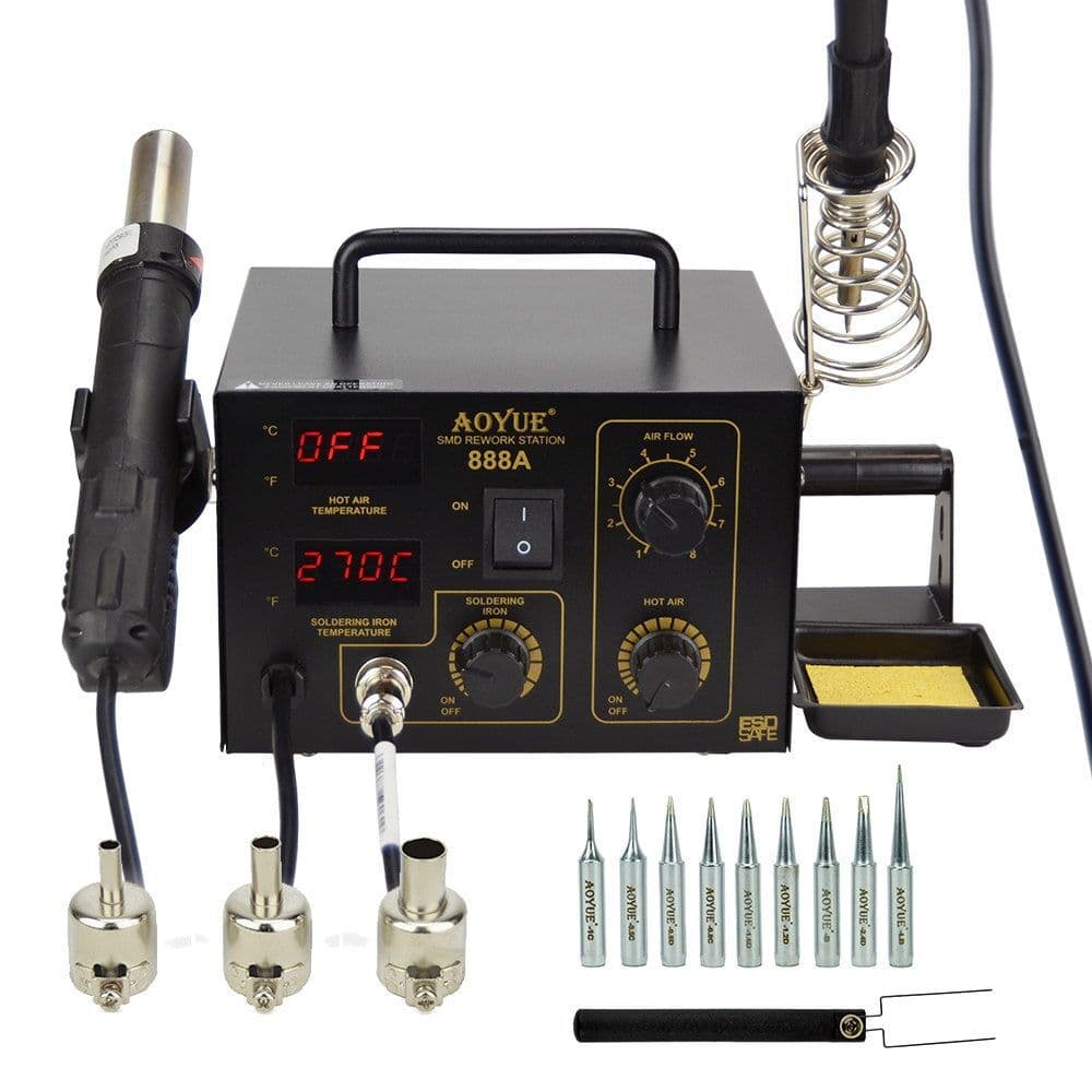 Aoyue 888A 2 in 1 Digital Hot Air Rework and Soldering Station