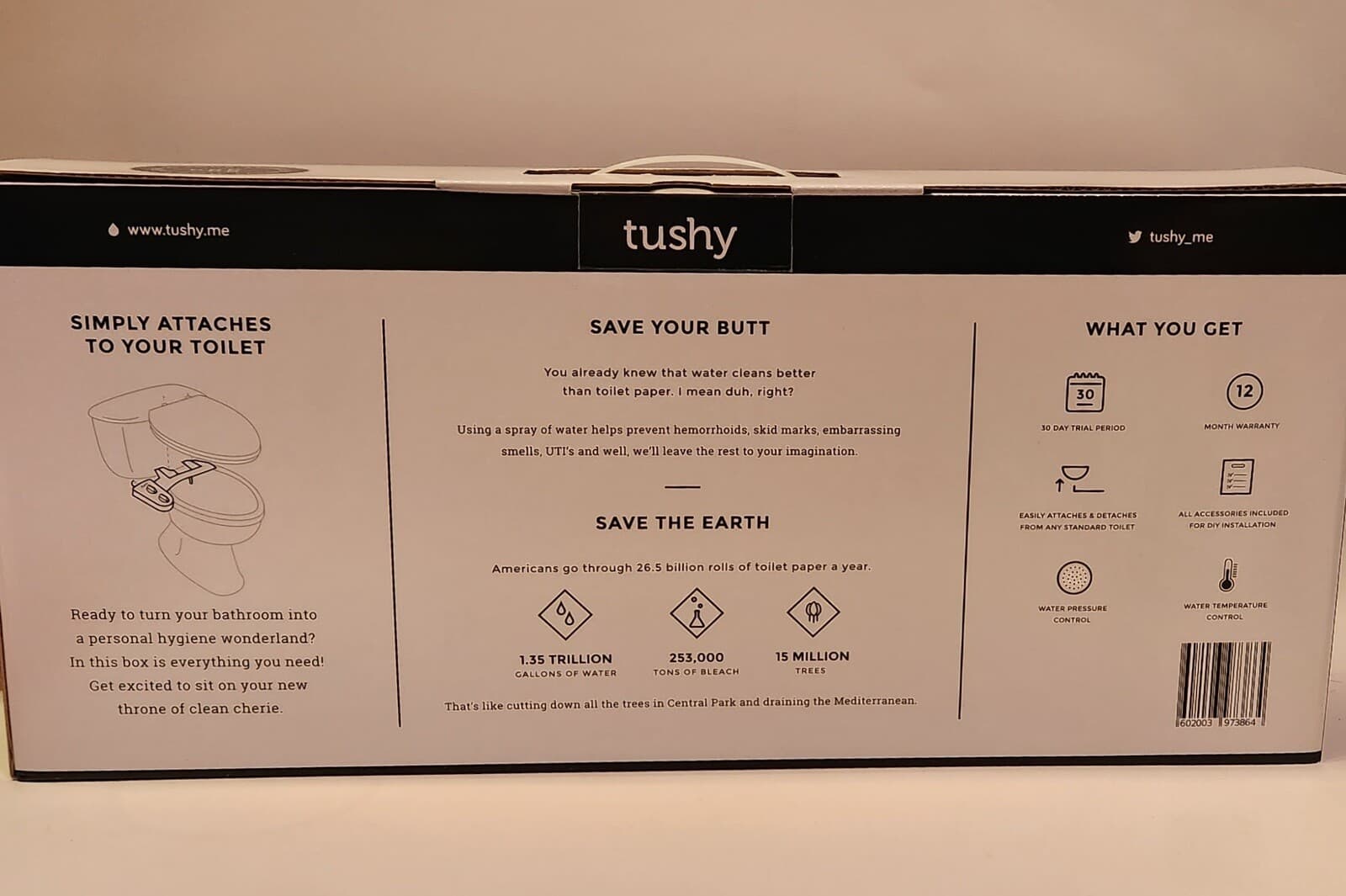 Tushy Warm & Cool Water Bidet Attachment White  2