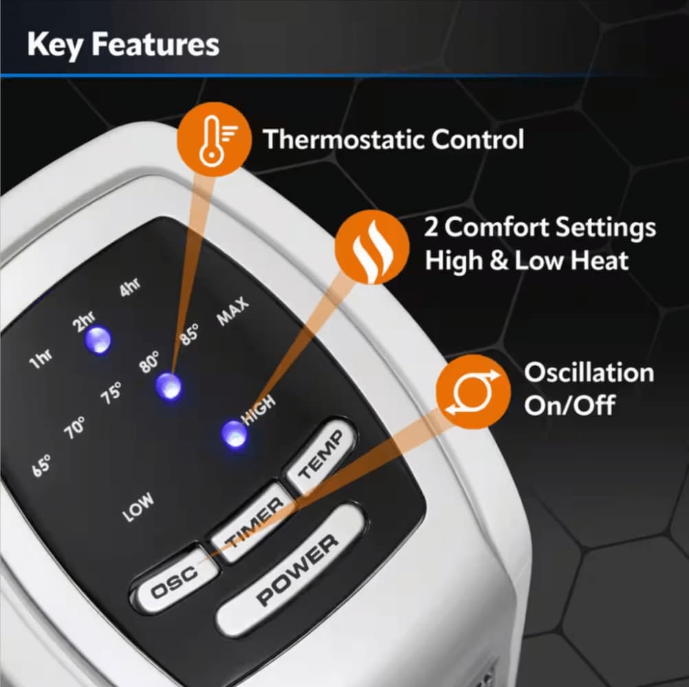 Lasko 5775 Tower 23 in. 1500-Watt Electric Ceramic Oscillating Space Heater Whit 6