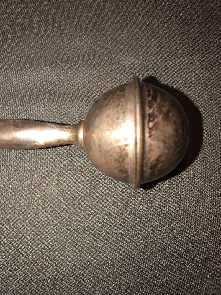 Tiffany & Co. 925 Sterling Silver Baby Rattle Dumbbell 5” Long vintage 2