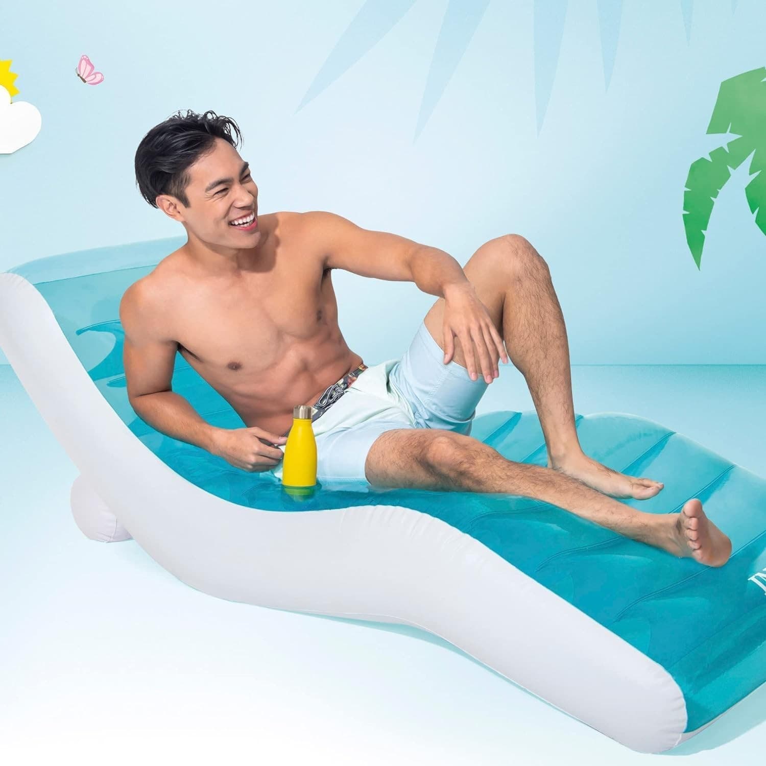 Intex Rockin' Blue/White Vinyl Adult Inflatable Lounge Pool Float 74 L x 20 H x 5