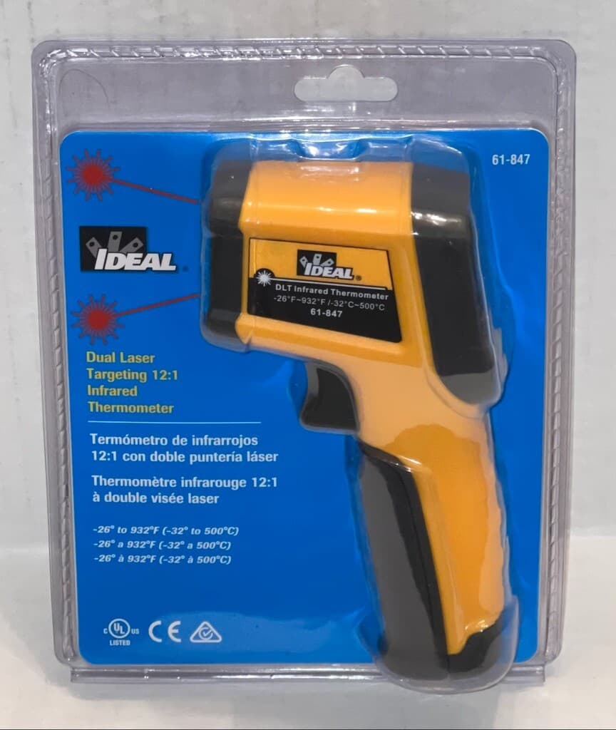 IDEAL 61-847 - Dual Laser Targeting 12:1 Infrared Thermometer NEW
