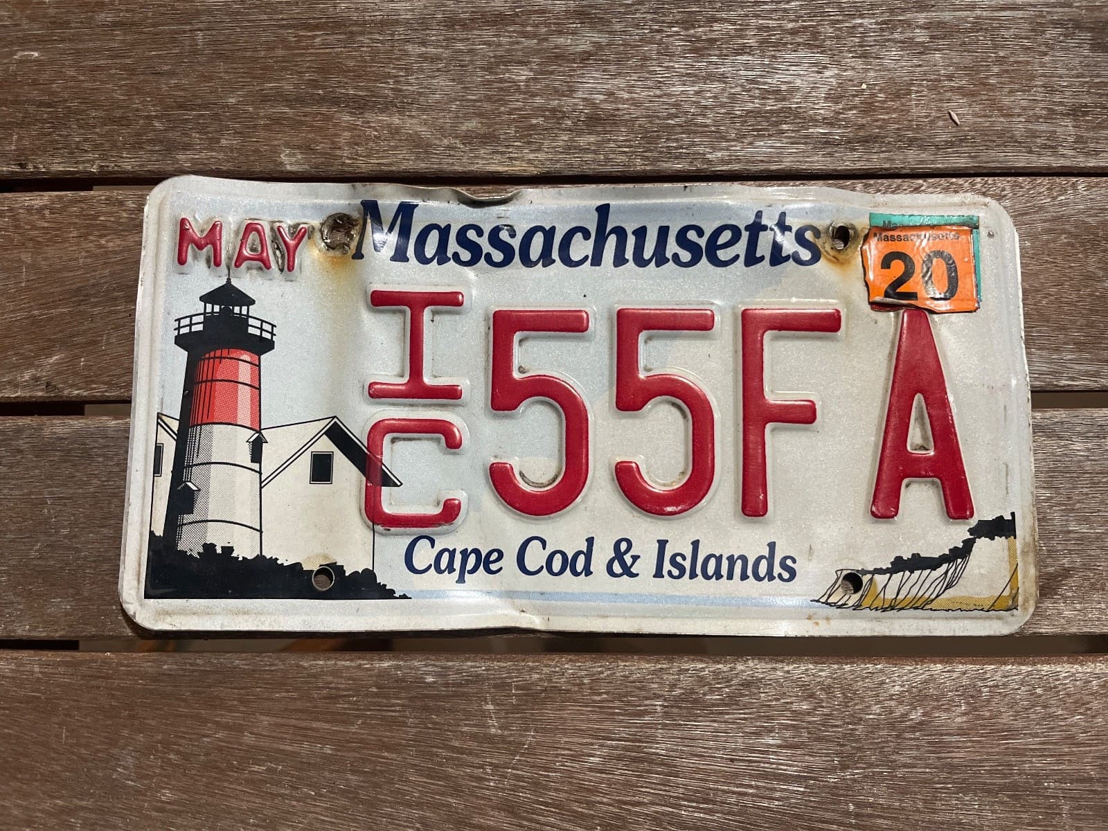 2020  Massachusetts CAPE COD AND ISLANDS License Plate IC 55FA