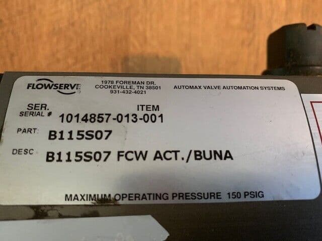 Durco Flowserve T41 T-Line Plug Valve 1" 150# Automax Actuator B115S07 *NEW* 4