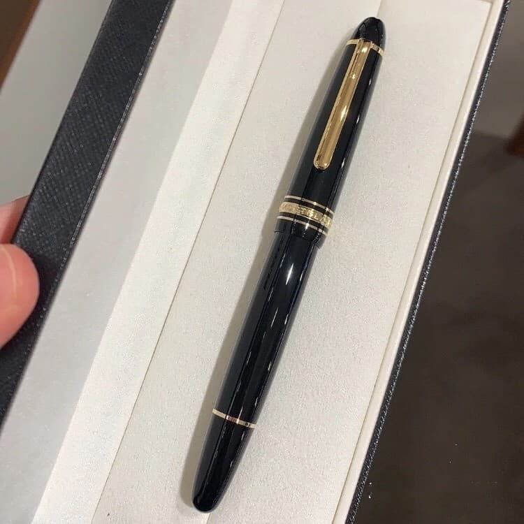 Perfect Piston Inking Resin Series Bright Black-Gold Clip Fountain Pen No Box 4