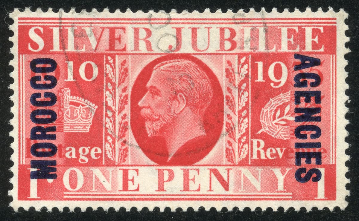 Great Britain - Morocco Agencies 1935 stamp Scott# 227 SG63 Silver Jubilee