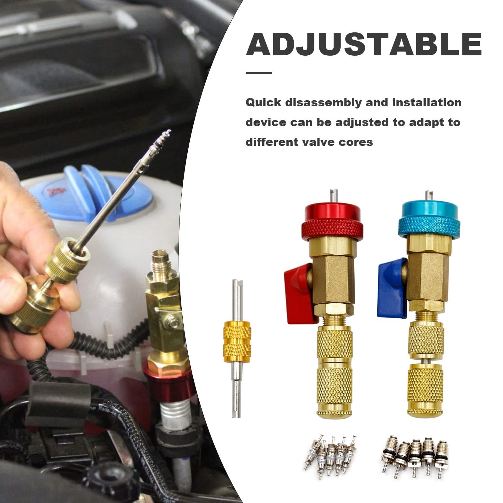 R134A Valve Core Quick Remover Installer, 2 Pack High Low Pressure Valve Core... 4