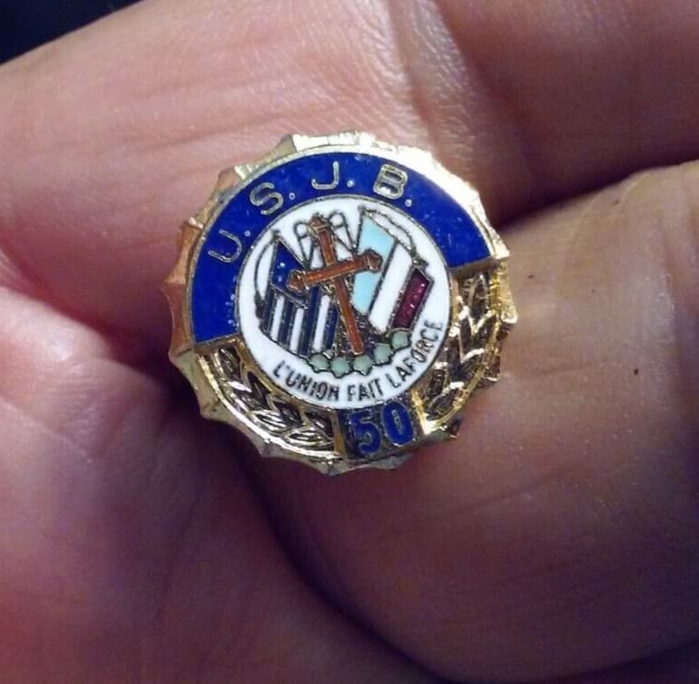 L'Union Pait La Force Pin Tie-Tack French Catholic Fraternal Organization 50
