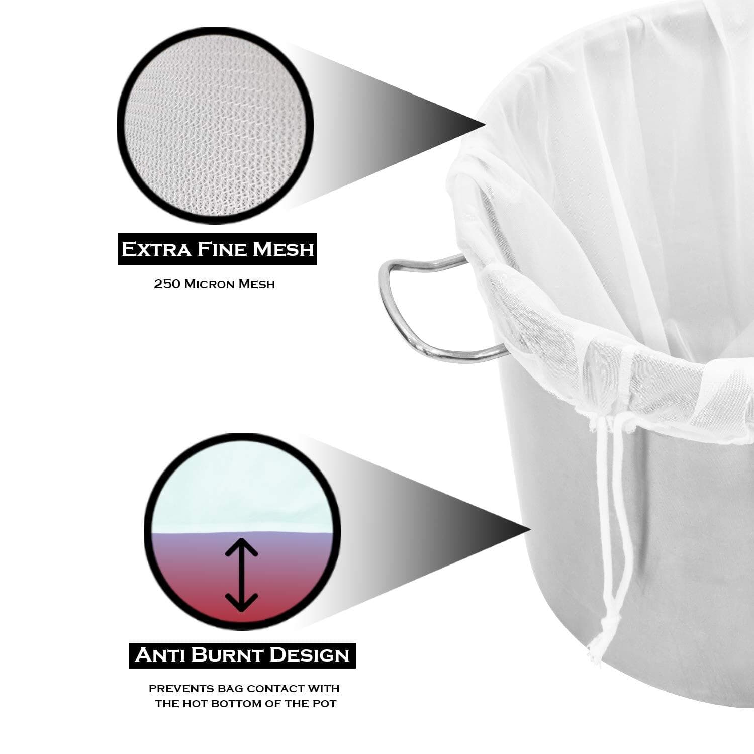 (8) Nylon Brew Bag Mesh Reusable Filter Home Brew Nylon Bucket Bags (22"x26") 3