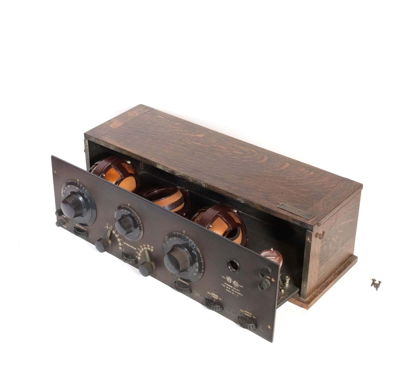 1922 Grebe CR8 Regenerative Radio w/Tipped Pink Detector Tube * Nice Set * Works 6