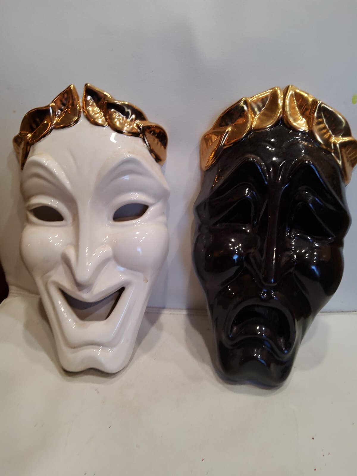 Vintage ceramic comedy and tragedy masks 5