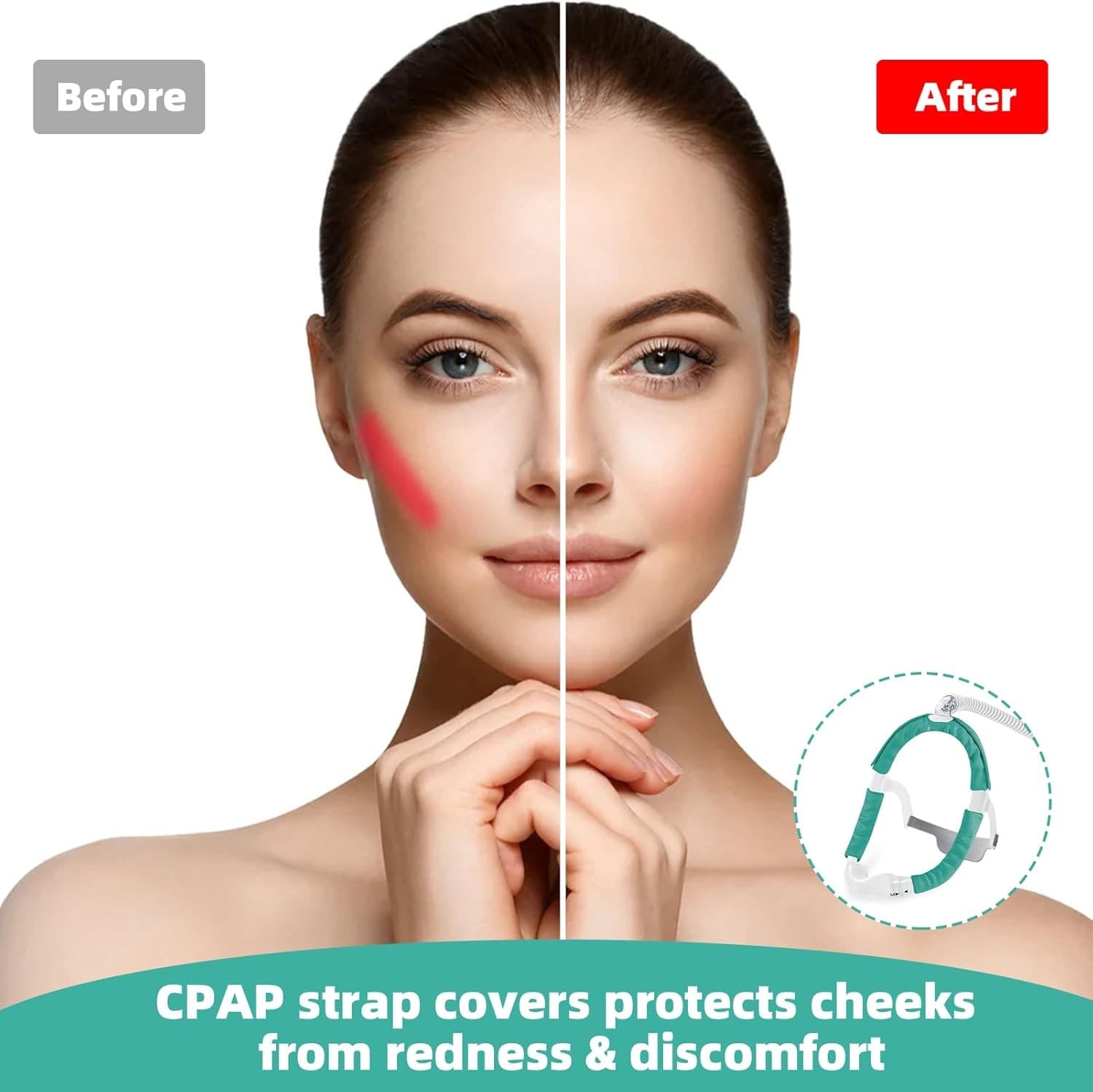 Satin CPAP Strap Covers, Mask Cover to Fit Airfit F30i Peacock Blue  3