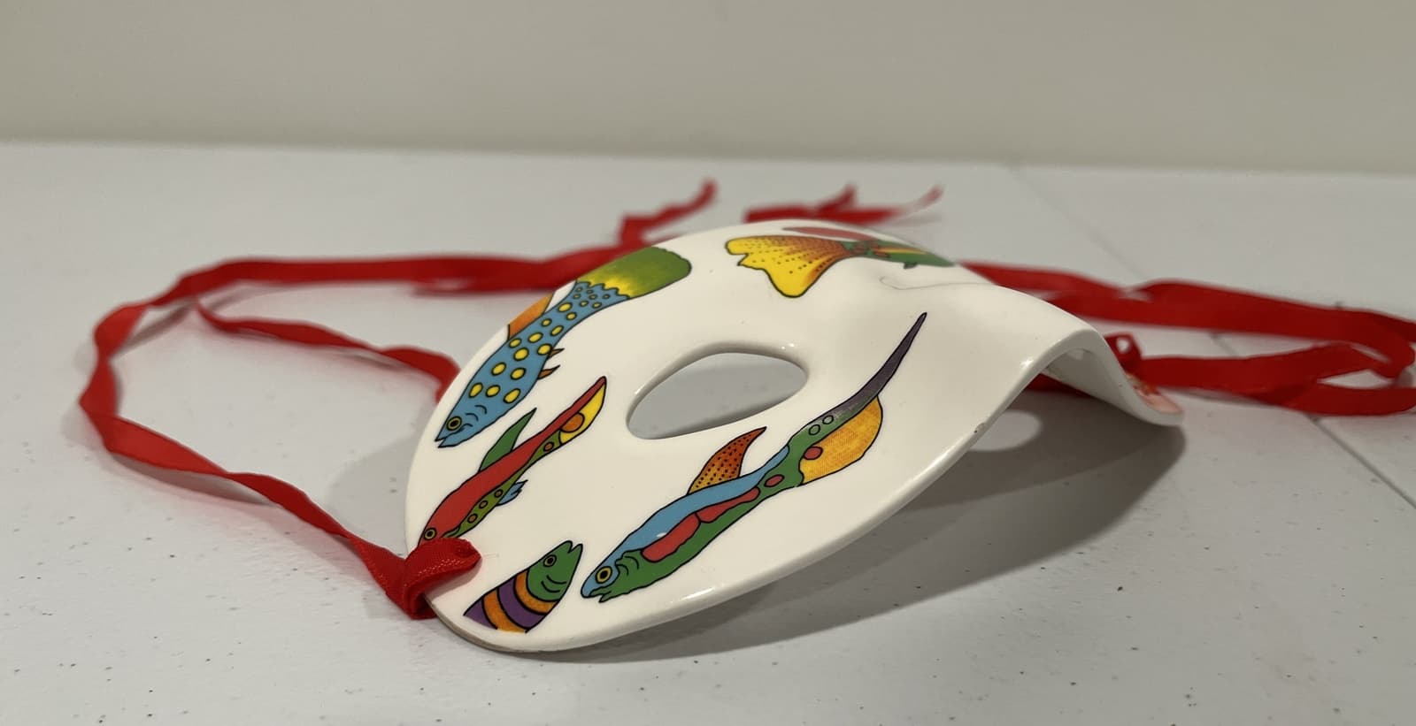 1981 Candace Loheed Painted Ceramic Fish Print Mask Vandor Made In Japan Nice 4