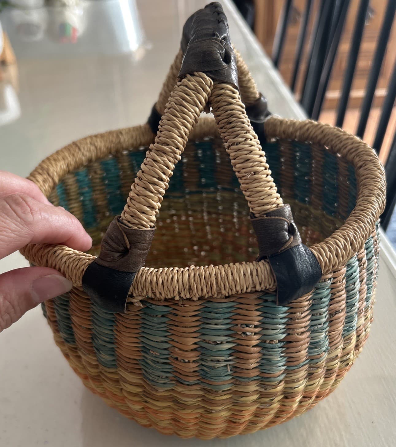 African Market Blessing Basket Handcrafted in Ghana Nyamah Adongo Signed 6