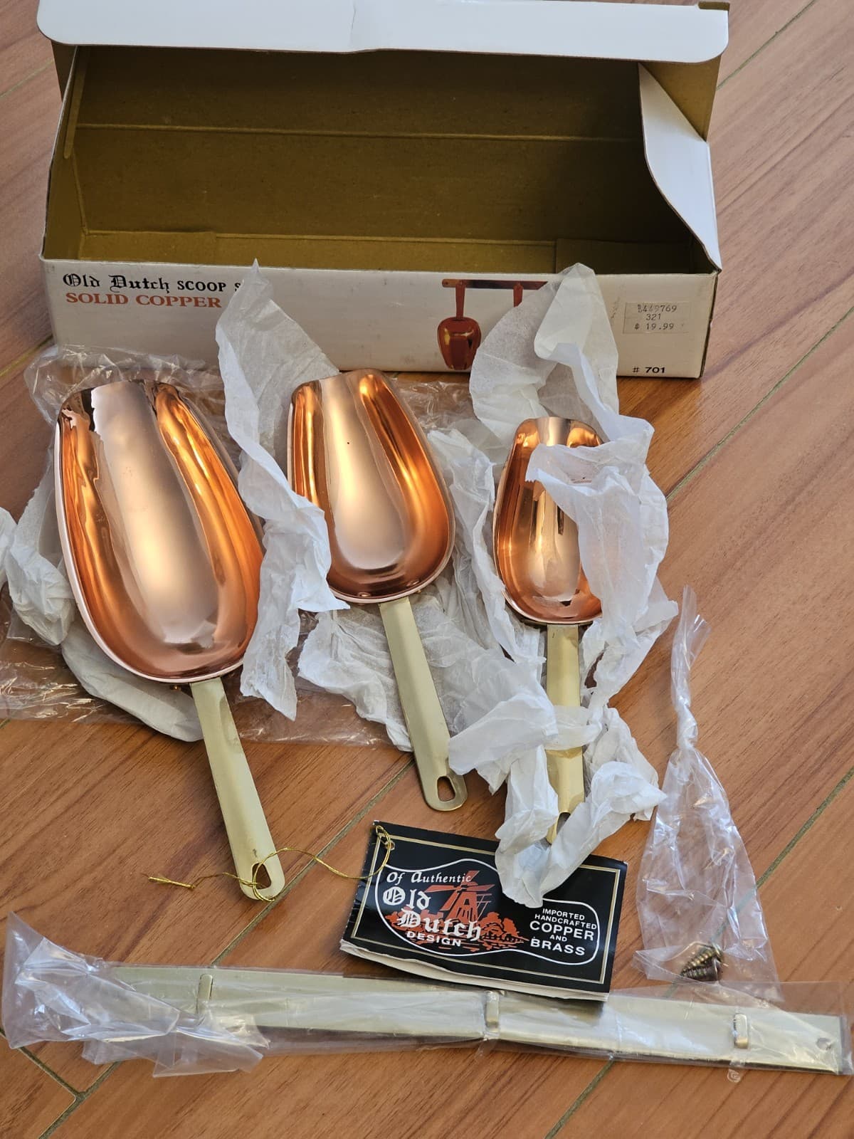 Old Dutch Scoop Set Solid Copper And Brass #701 4pc 5