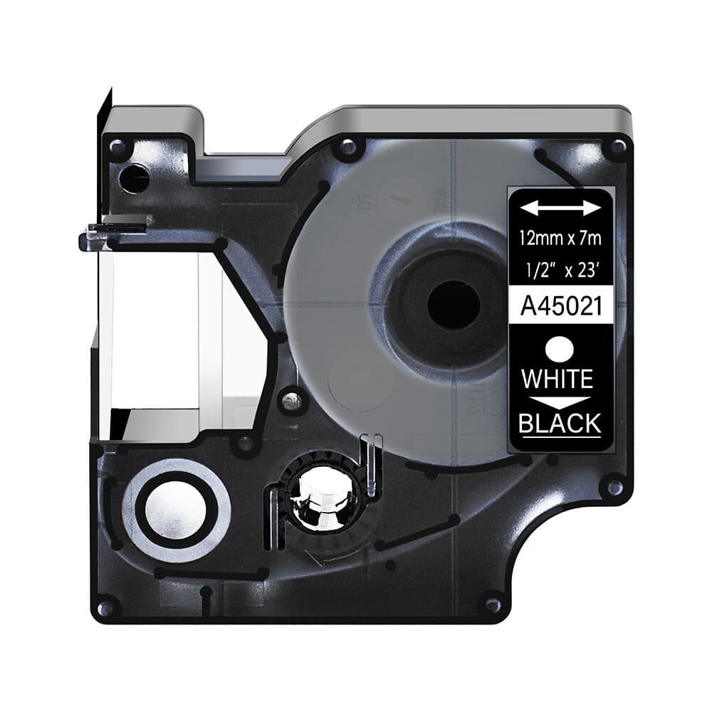 5 Pack 45021 White on Black Label Tape For DYMO D1 LabelManager 1/2" x 23‘ 12mm 3