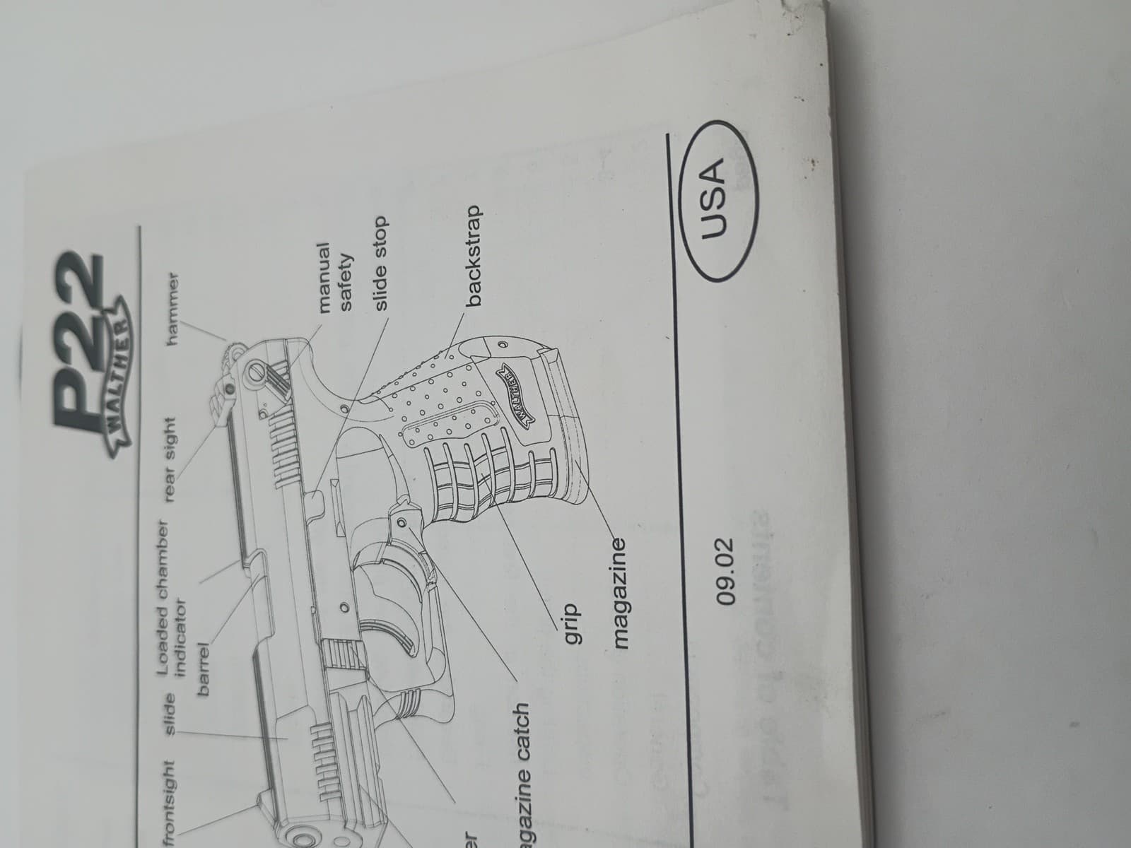 Walther P22 Semi Auto Owners Manual USA 2002  2