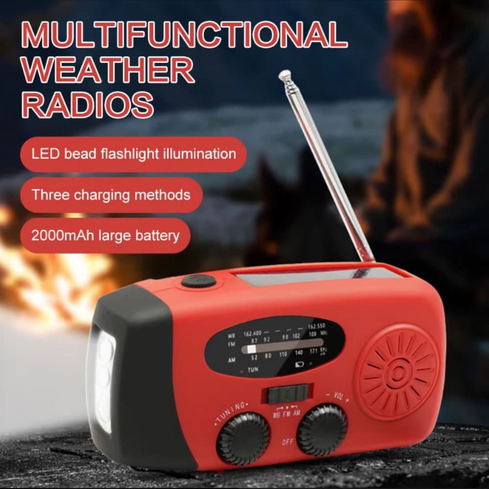 Solar Radio Hand Crank With LED Flashlight Multifunctional Emergency for Camping 2