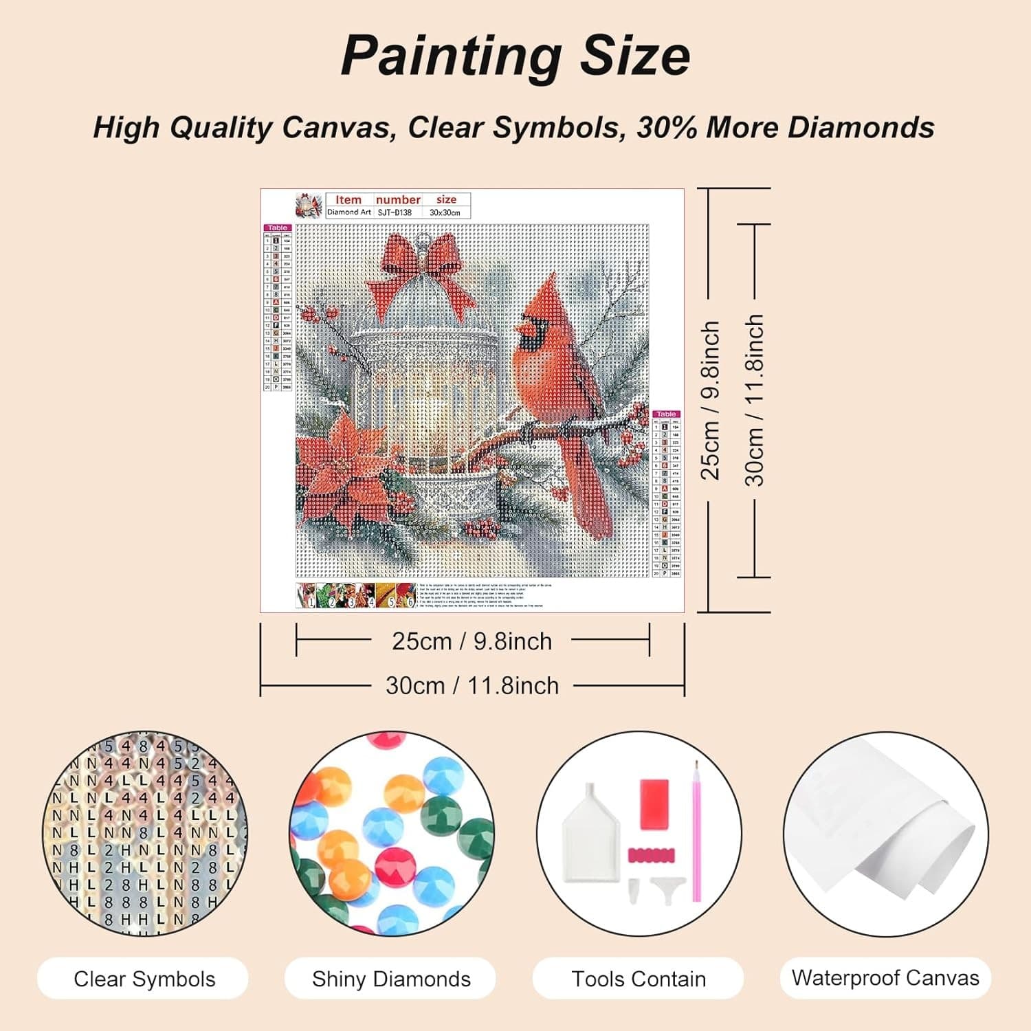 SJUTOUCI Cardinal Diamond Painting Kits for Adults, Art multicolored  5