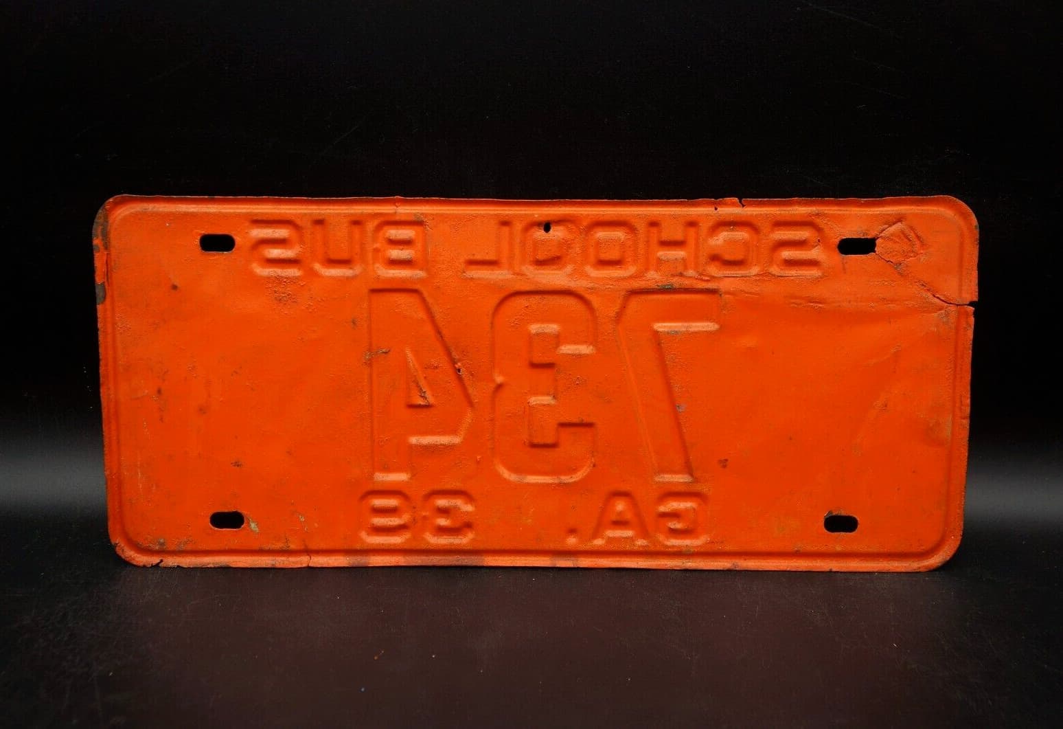 1939 Georgia SCHOOL BUS License Plate Low # 734 3