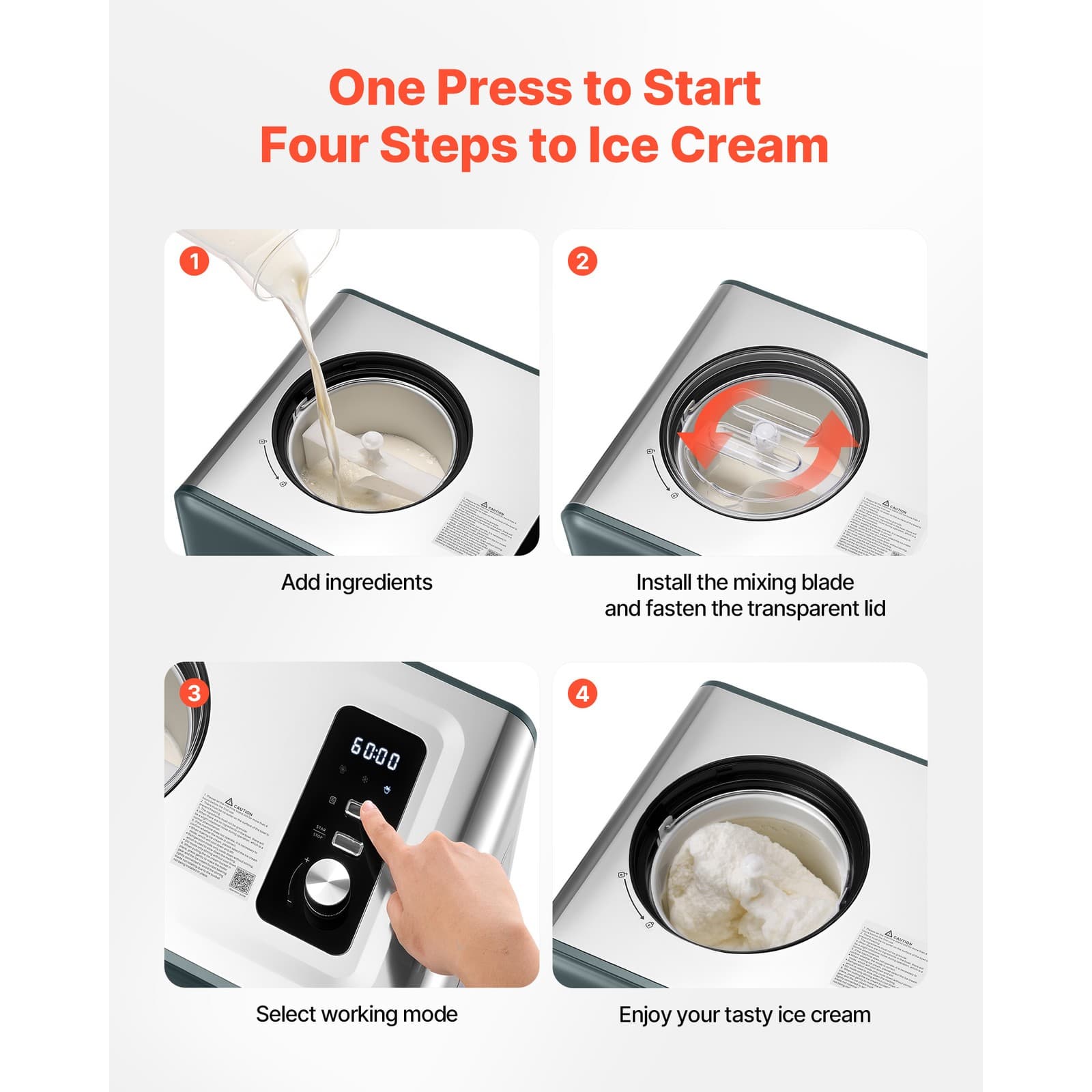 1.5 QT Automatic Ice Cream Maker with Built-in Compressor No Pre-freezing 5