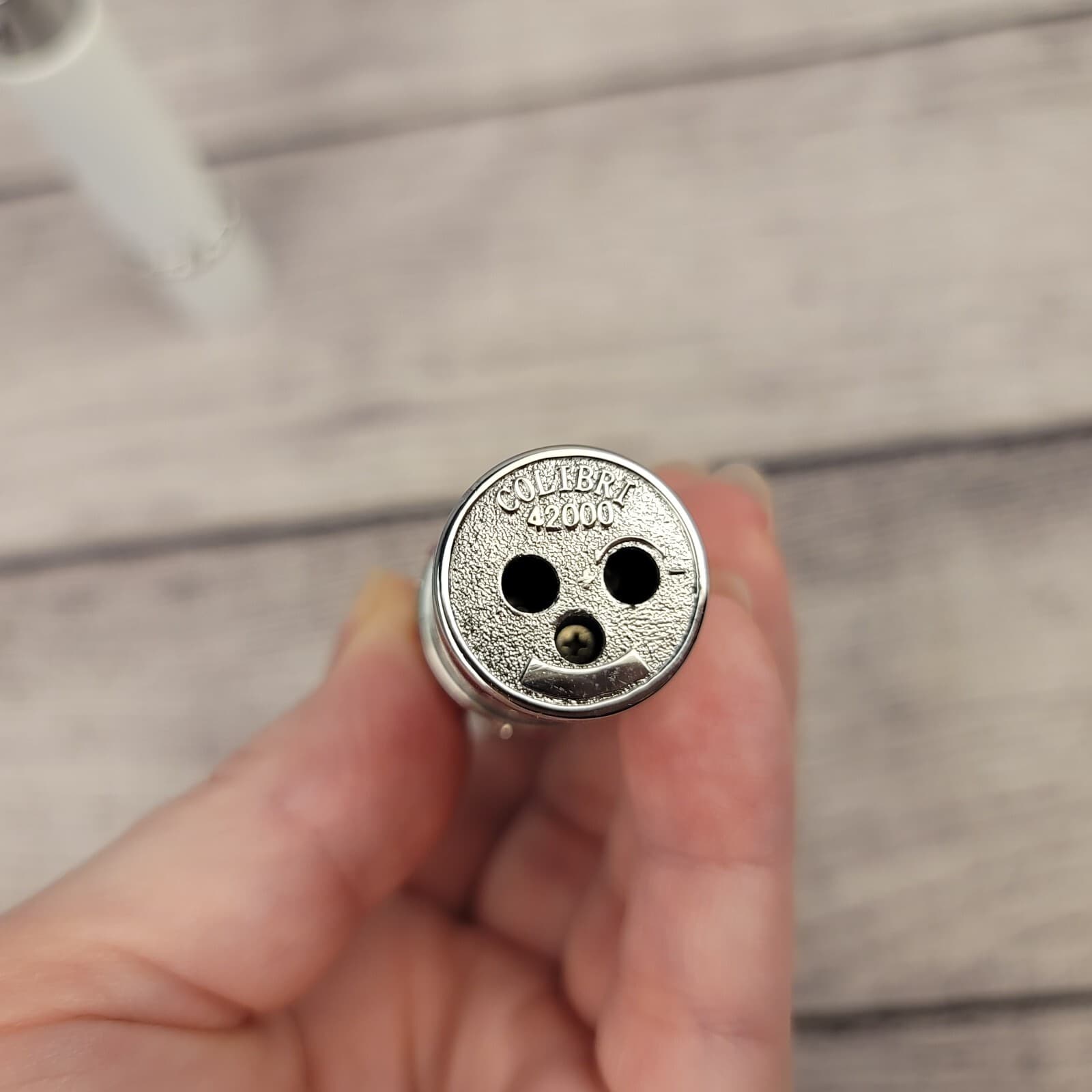 2x Vintage Colibri Lipstick Lighter White/Chrome Enamel & Rhinestones 6