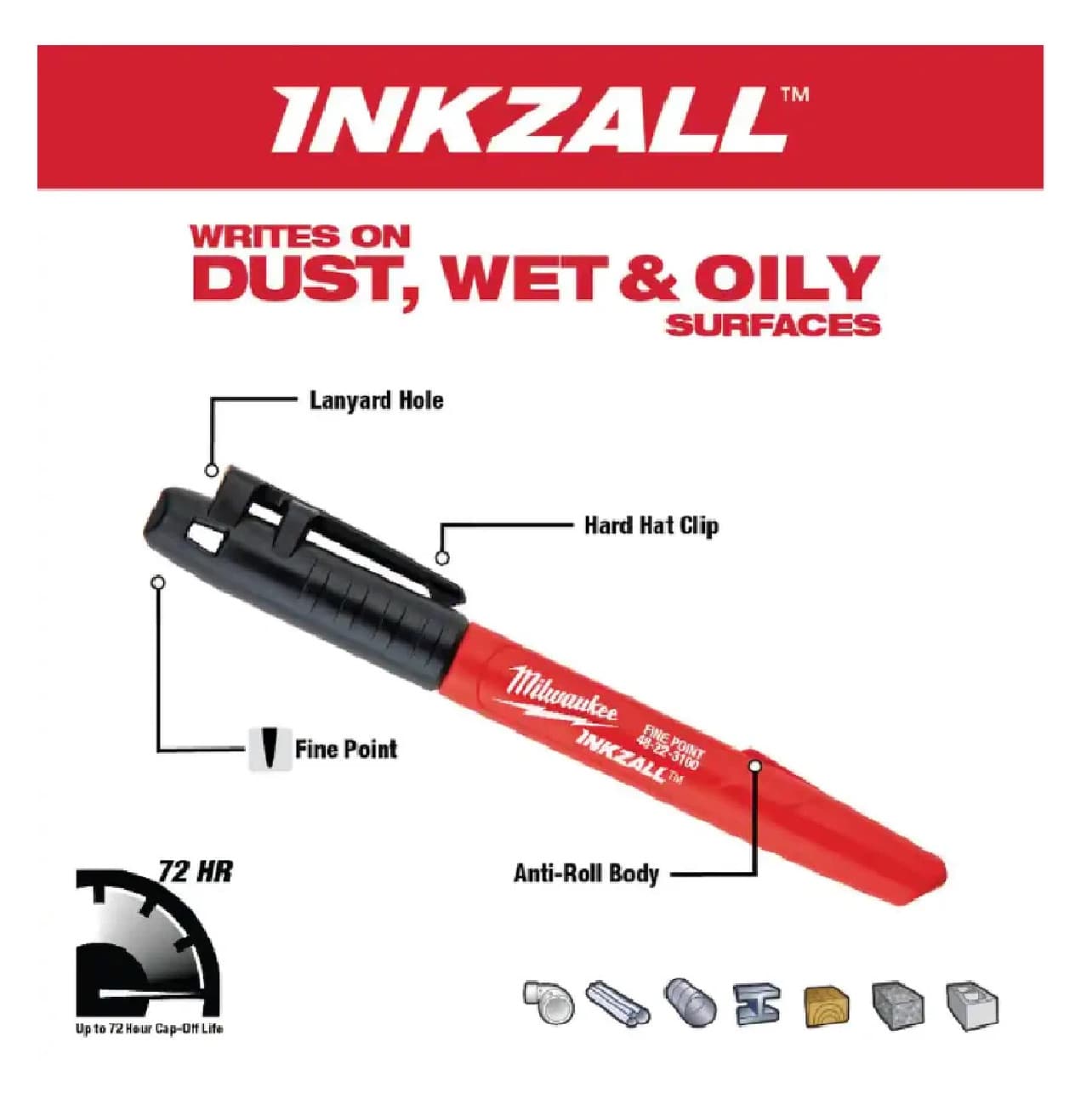 INKZALL Multi-Colored Fine Point Jobsite Permanent Markers (4-Pack) 5