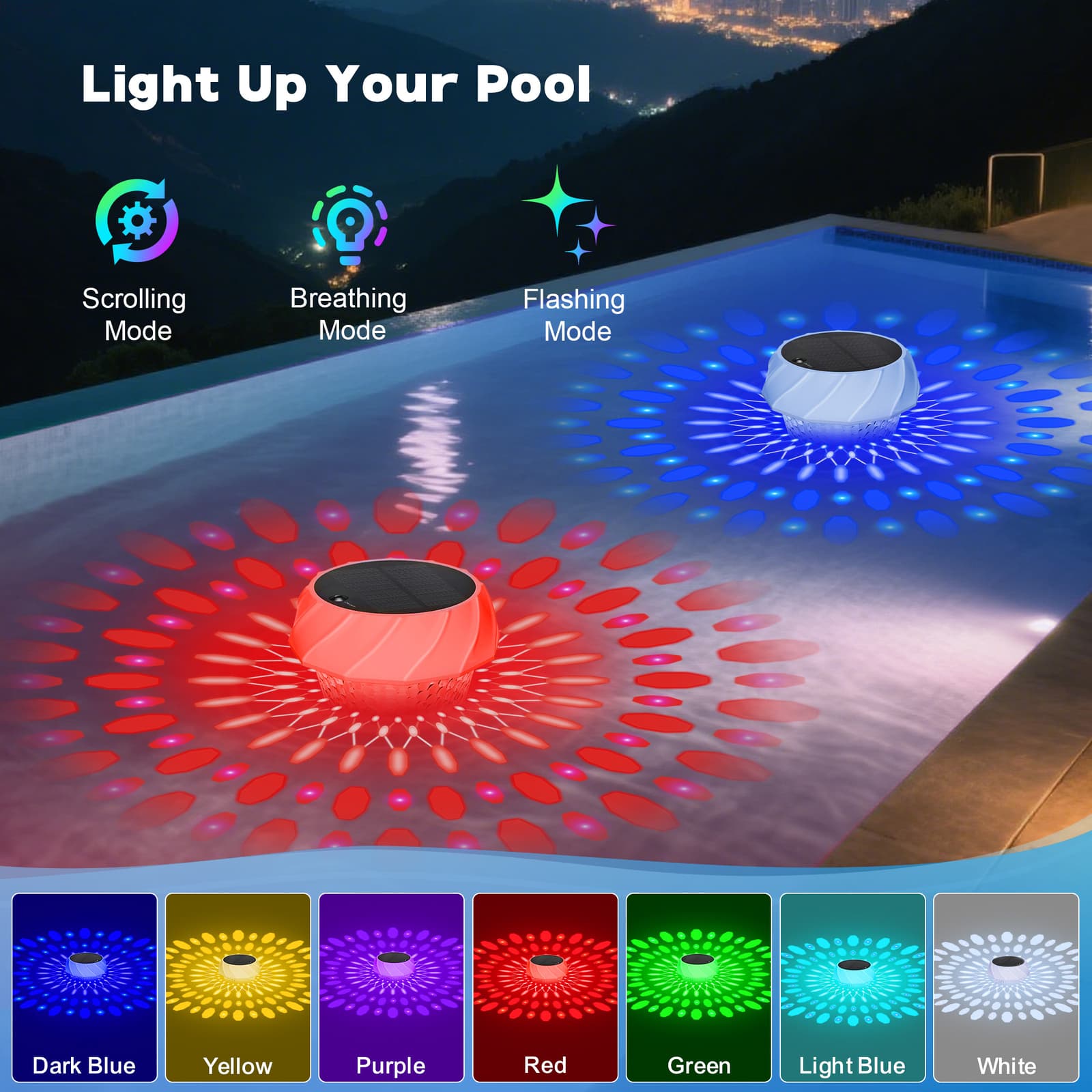 Solar Pool Chlorine Floater with Colorful Solar Light Adjustable for Hot Tub Spa 2