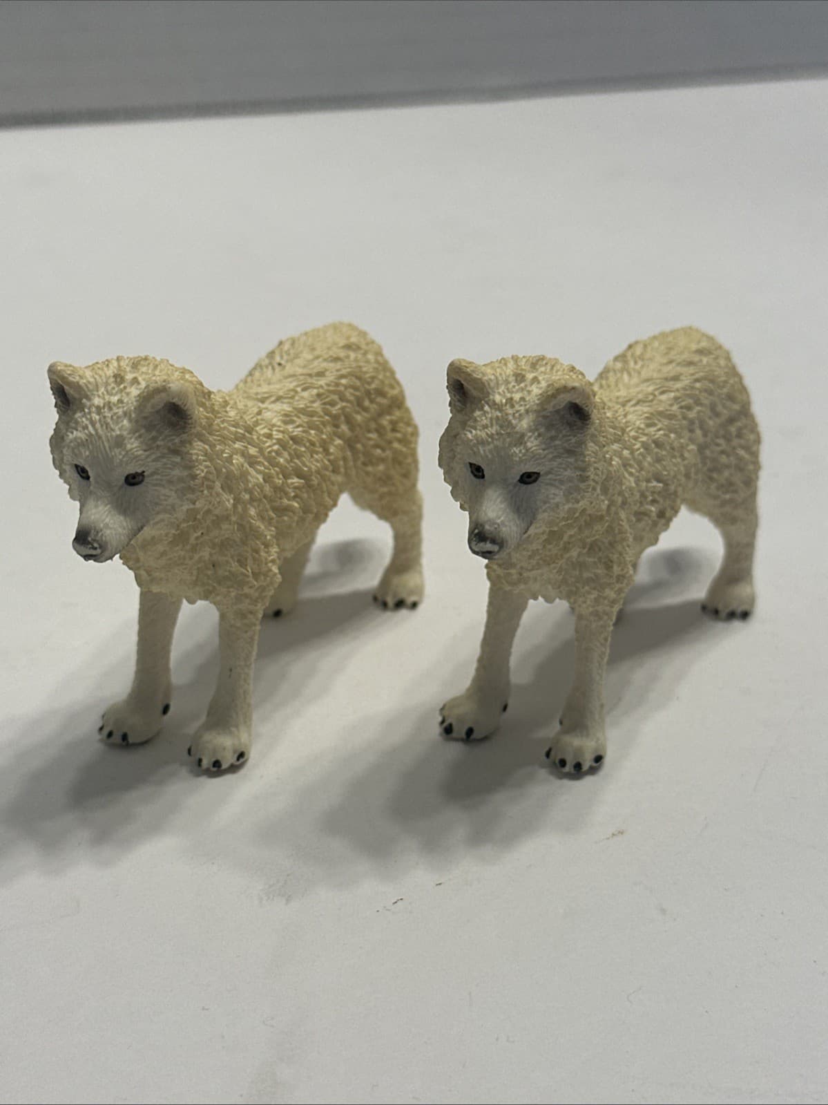 Pair Schleich WHITE ARCTIC WOLF Adult Wildlife Figure 3.5" Length x 2.5" Height